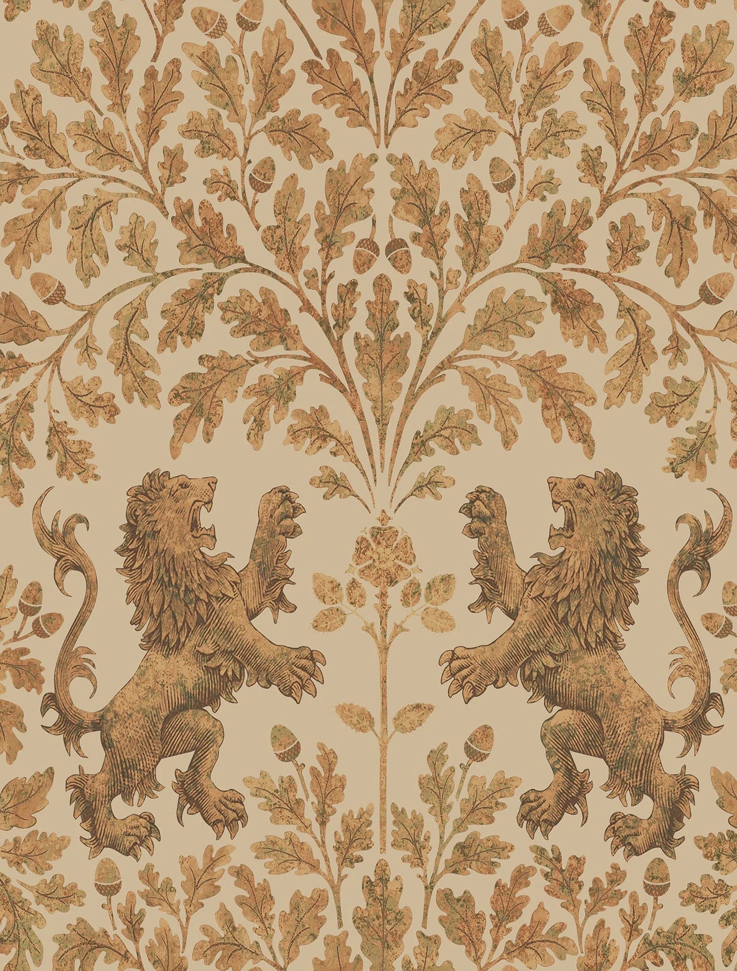Cole & Son The Pearwood Collection. Boscobel Oak, Metallic Gold on Oat