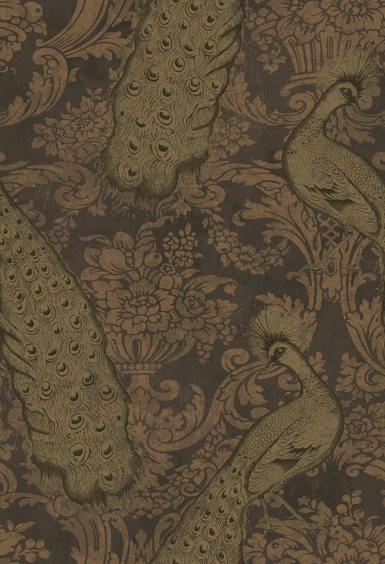 Cole & Son, Albemarie, Byron, Metallic Gold & Bronze on Charcoal