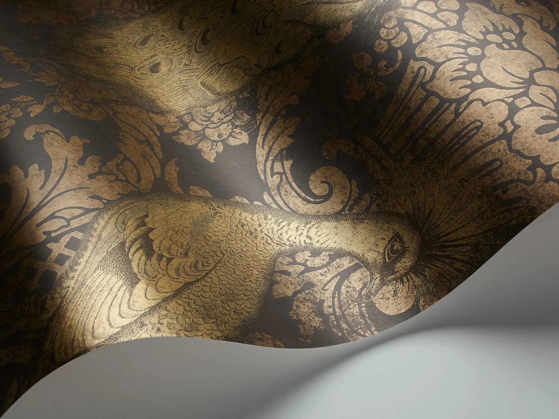 Cole & Son, Albemarie, Byron, Metallic Gold & Bronze on Charcoal