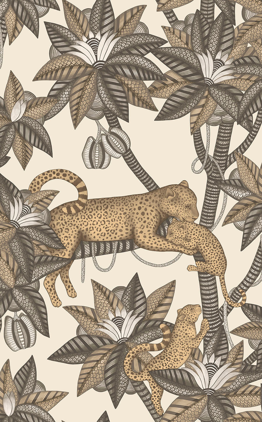 Cole & Son Ardmore Jabula .  Satara,  Soot & Metallic Gold on Linen