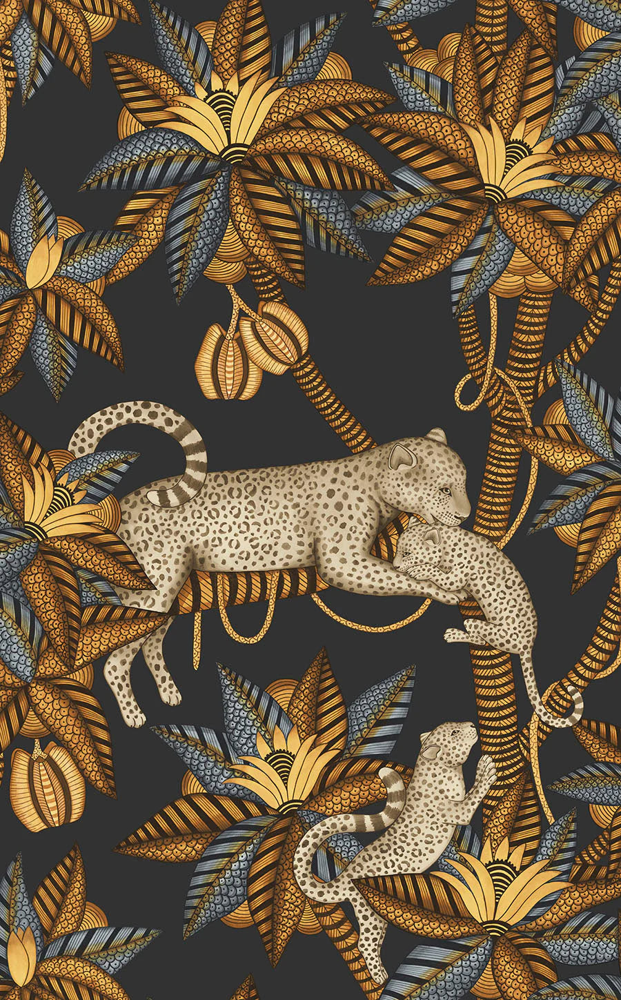 Cole & Son Ardmore Jabula .  Satara,   Burnt Orange & Sand on Black