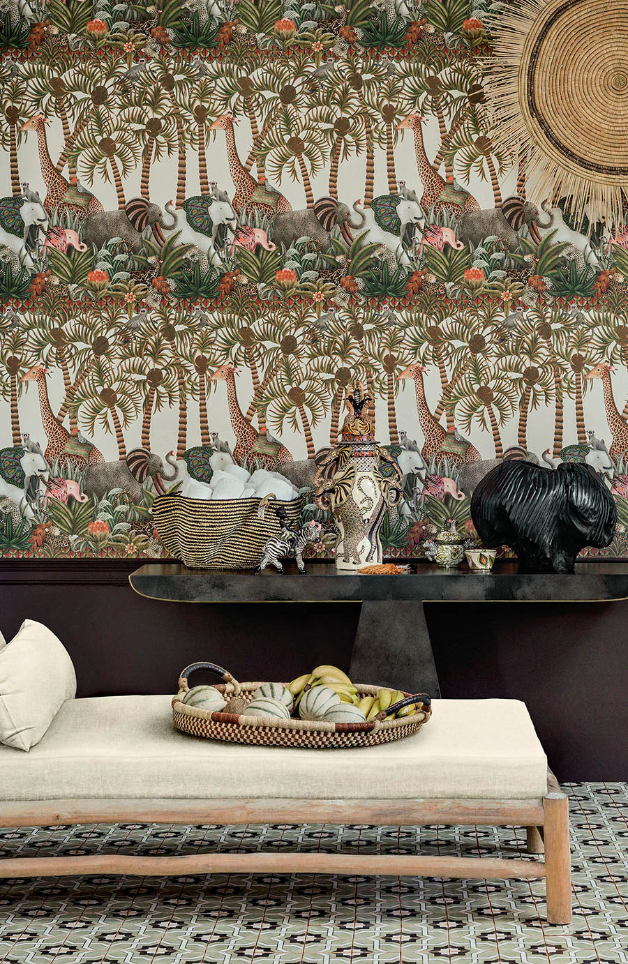 Cole & Son Jabula Letaba March, Spring Green & Ginger on Cream