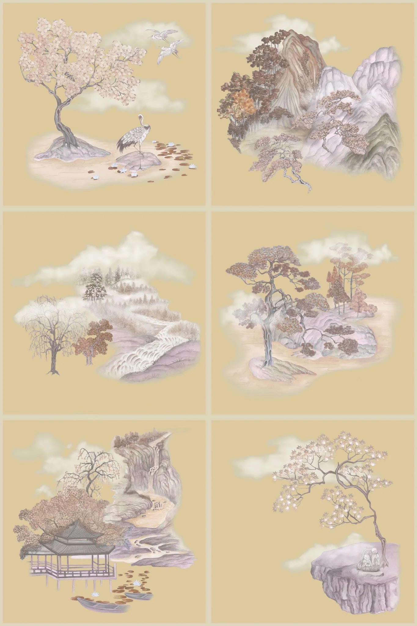 Cole & Son Shinrin Yoku, Textures - Textures - Grasscloth, Tile Toile - Gilded
