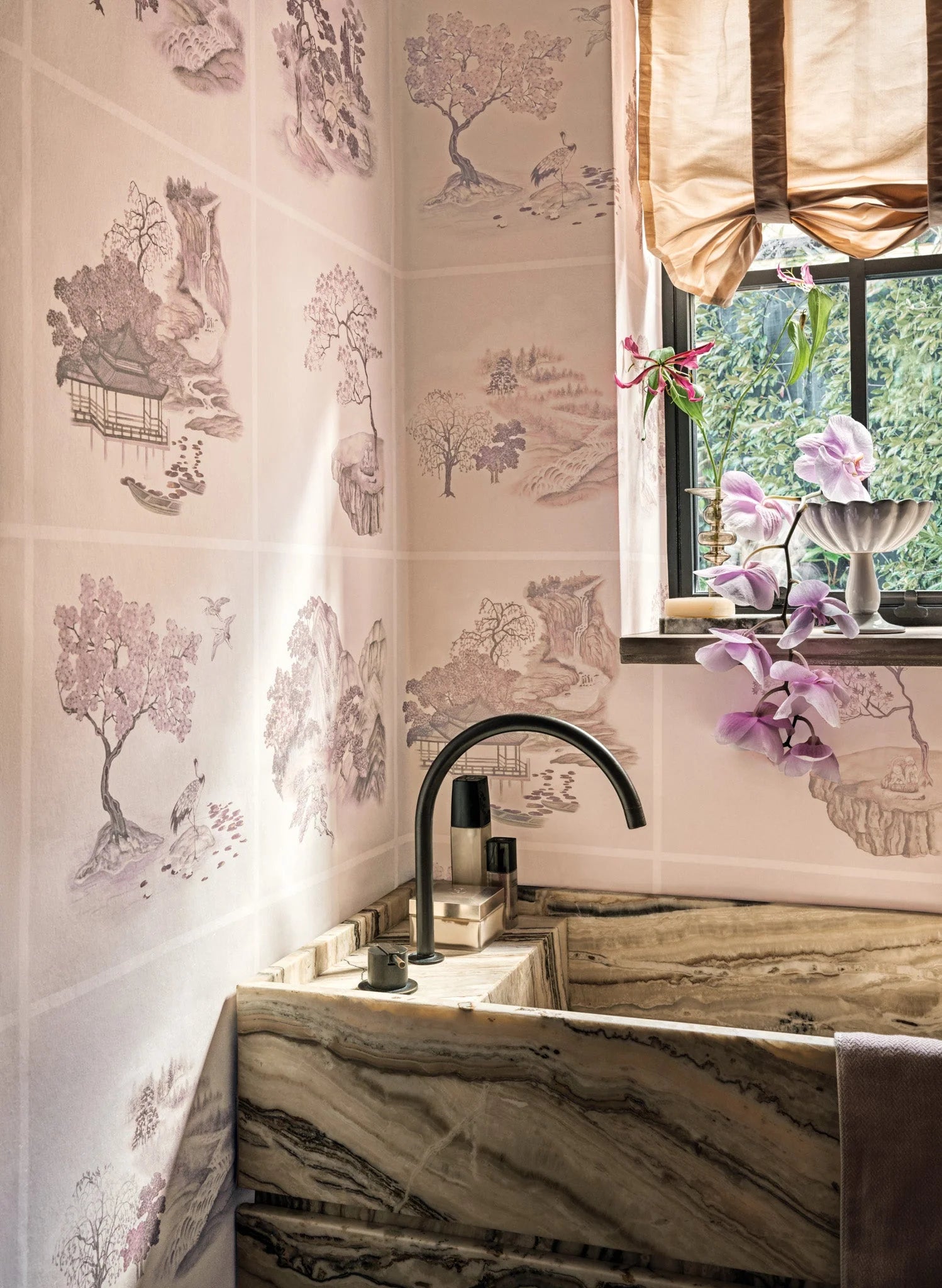 Cole & Son Shinrin Yoku, Textures - Textures - Grasscloth, Tile Toile,  Pink