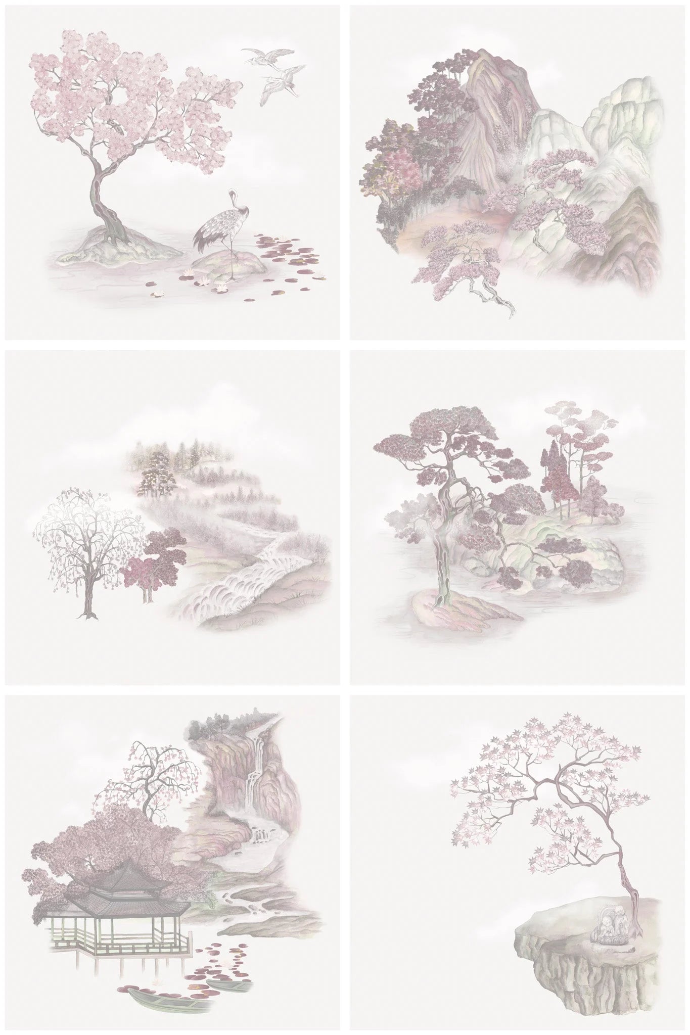 Cole & Son Shinrin Yoku, Textures - Textures - Grasscloth, Tile Toile,  Pink