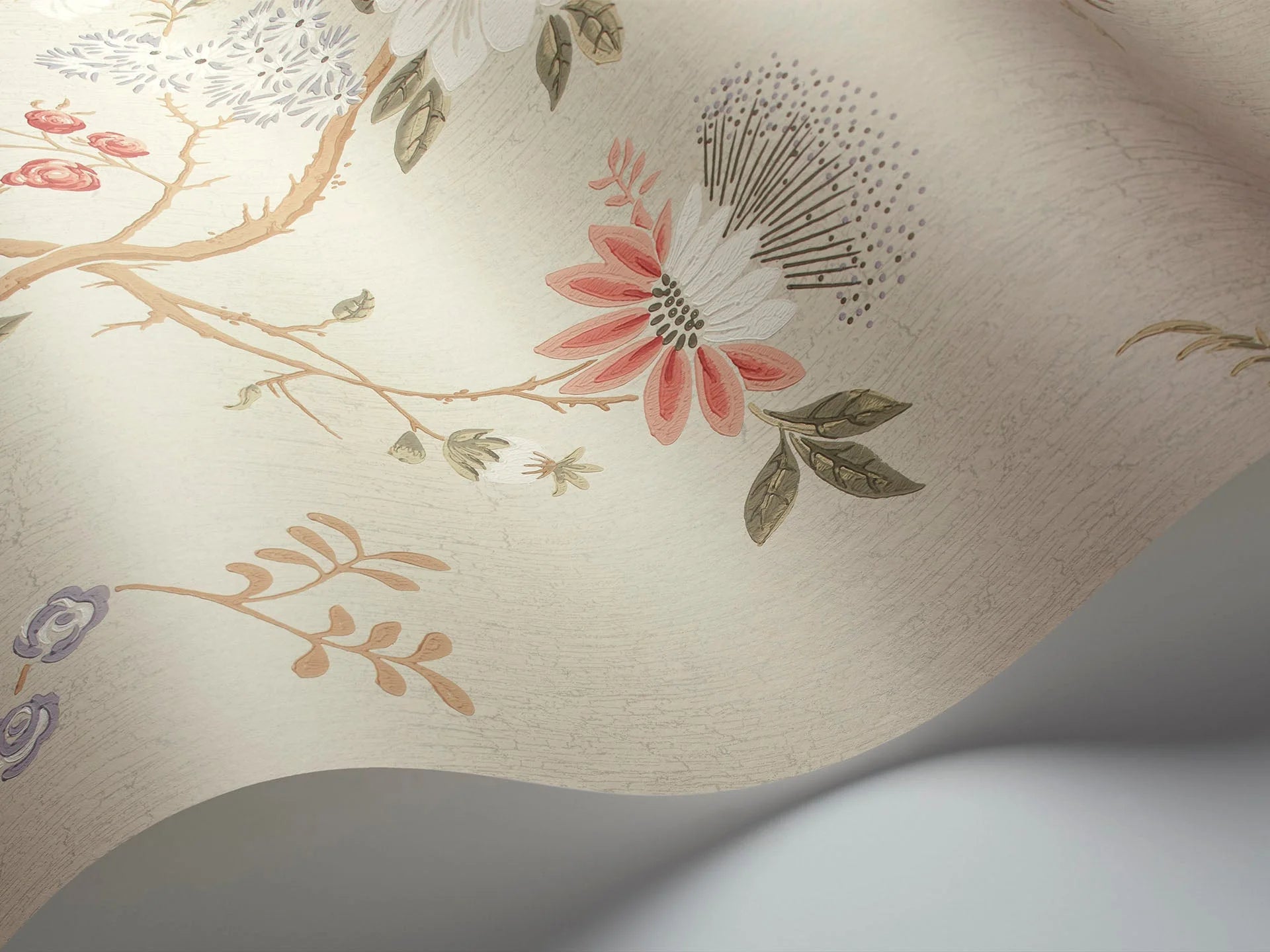 Cole & Son Botanical - Botanica, Camellia,  Coral & Duck Egg on Eau du Nil