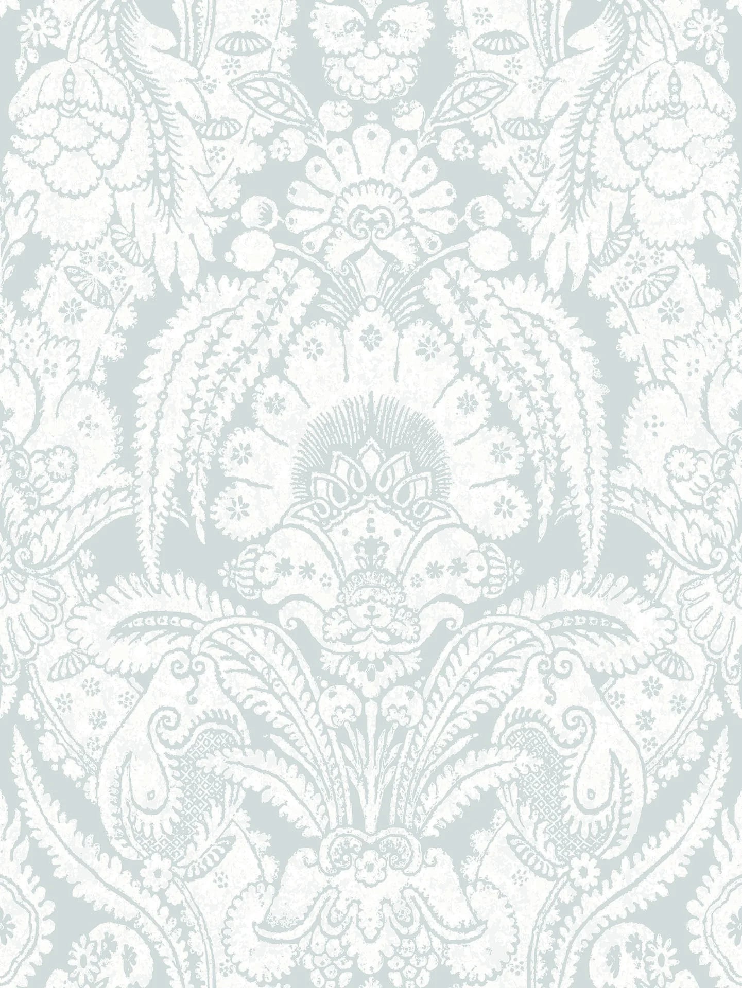 Cole & Son, Albemarie, Chatterton, Chalk on Print Room Blue