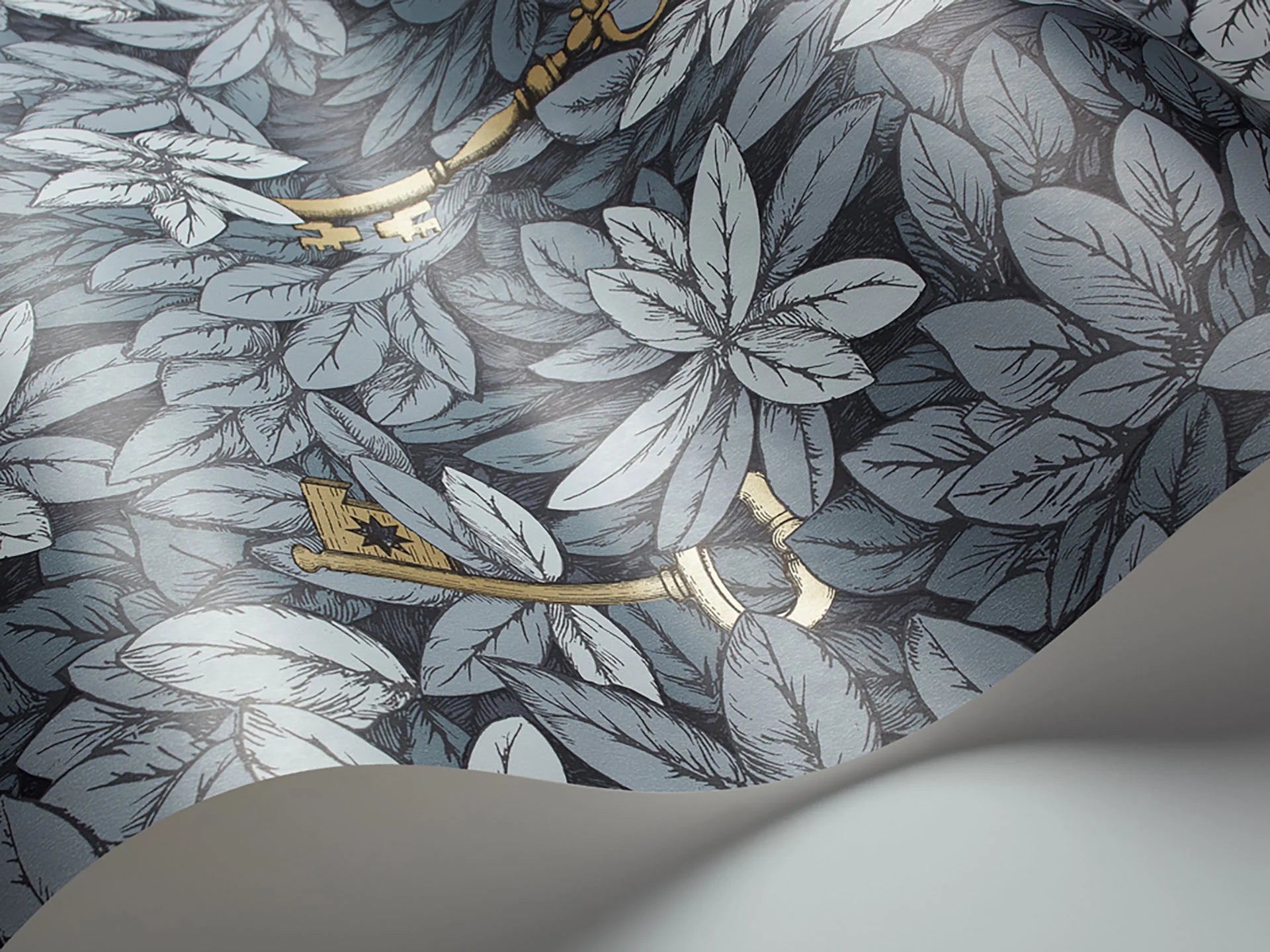 Cole & Son Fornasetti Chiavi Segrete, Slate Blue & Grey