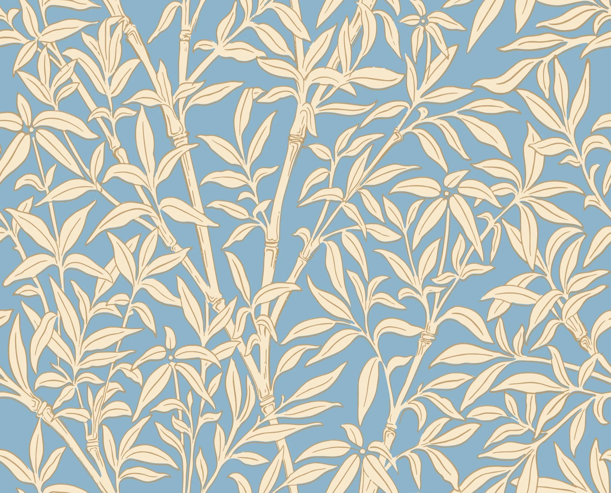 Cole & Son, Classics Vol I, Bamboo Forest, Buttercup Yellow on Cornflower Blue