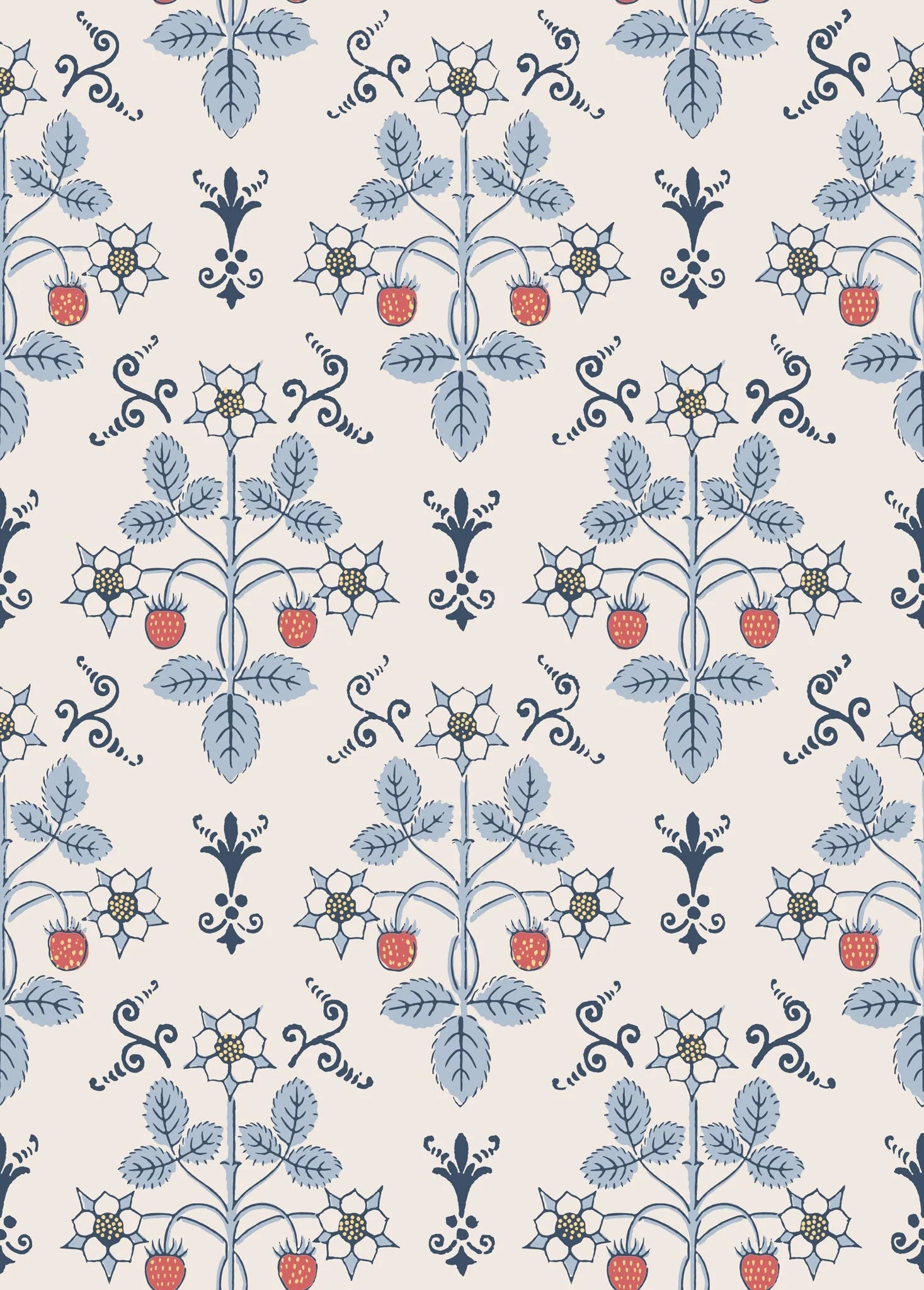 Cole & Son, Classics Vol I, Strawberry, China Blue on Cream