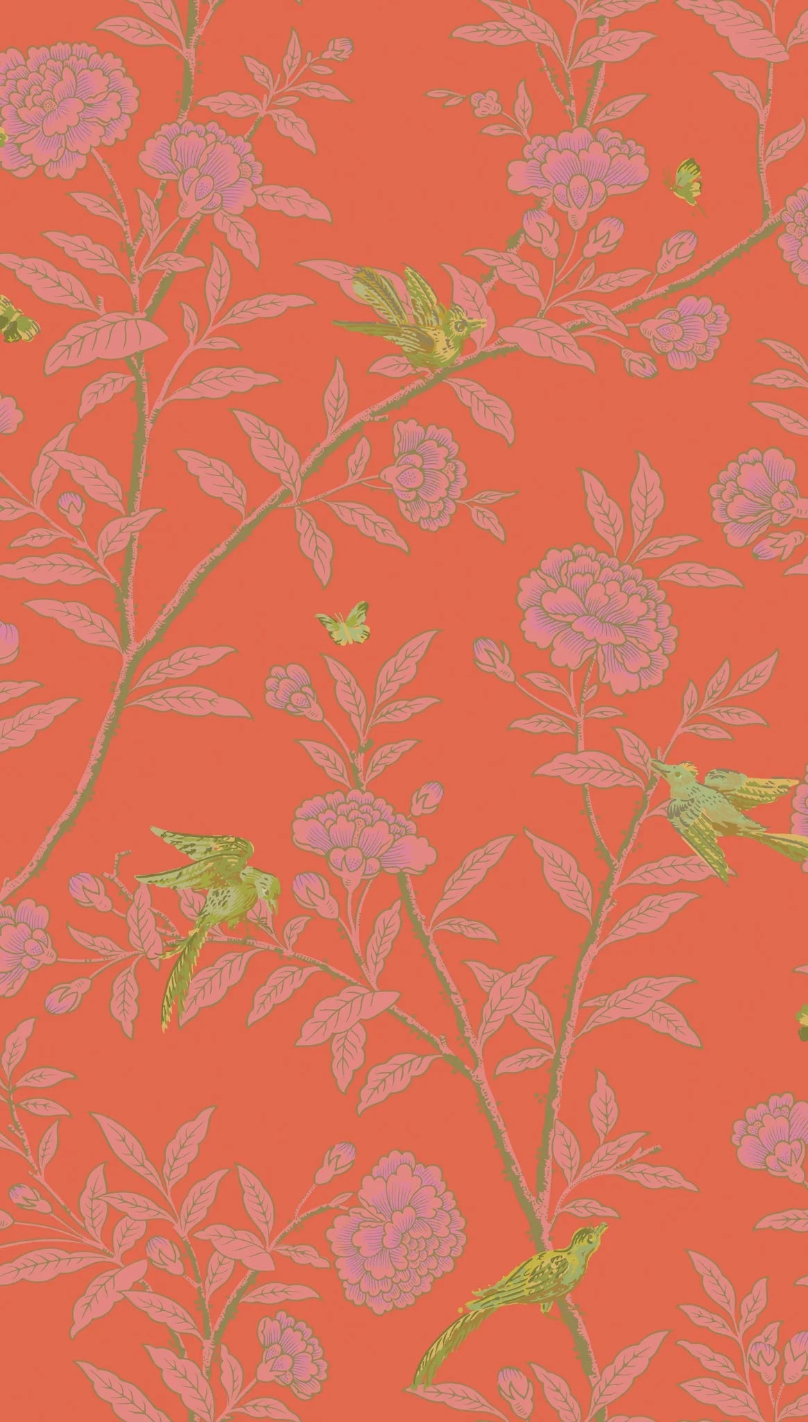 Cole & Son, Classics Vol I,Roseberry with Birds, Vermillion