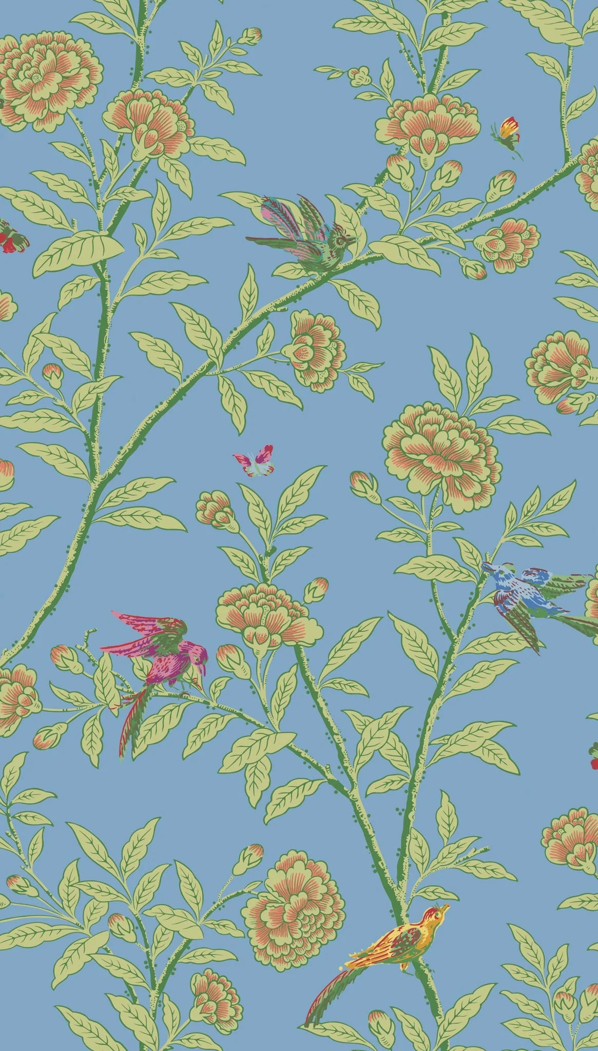 Cole & Son, Classics Vol I,Roseberry with Birds, Hyacinth Blue