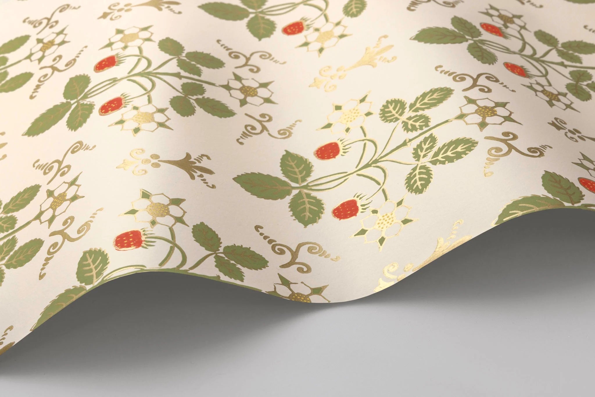 Cole & Son, Classics Vol I, Strawberry, Poppy, Spring Green & Metallic Gold on Stone