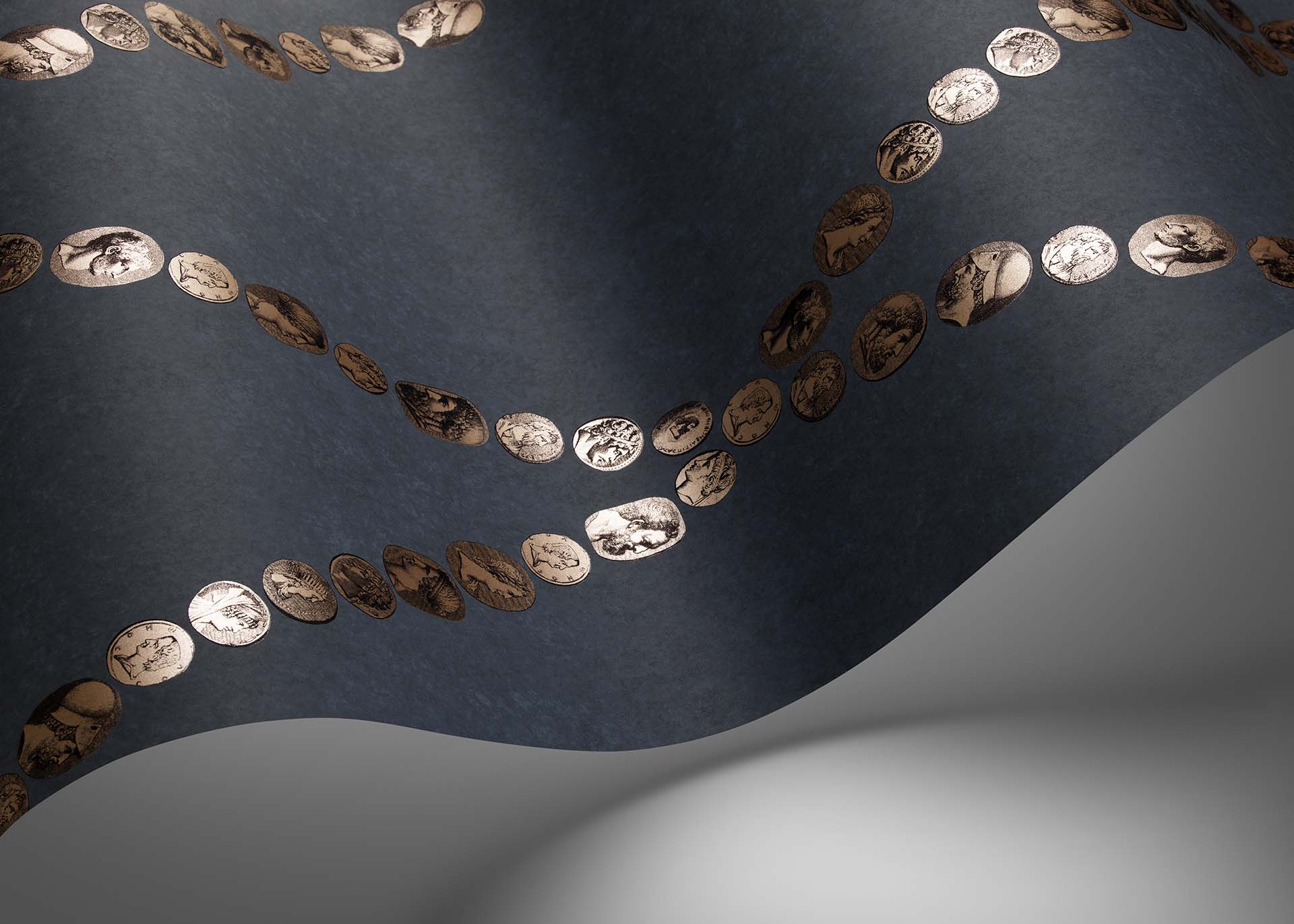 Cole & Son Fornasetti Senza Tempo II,  Conchiglie,Soft Gold on Charcoal