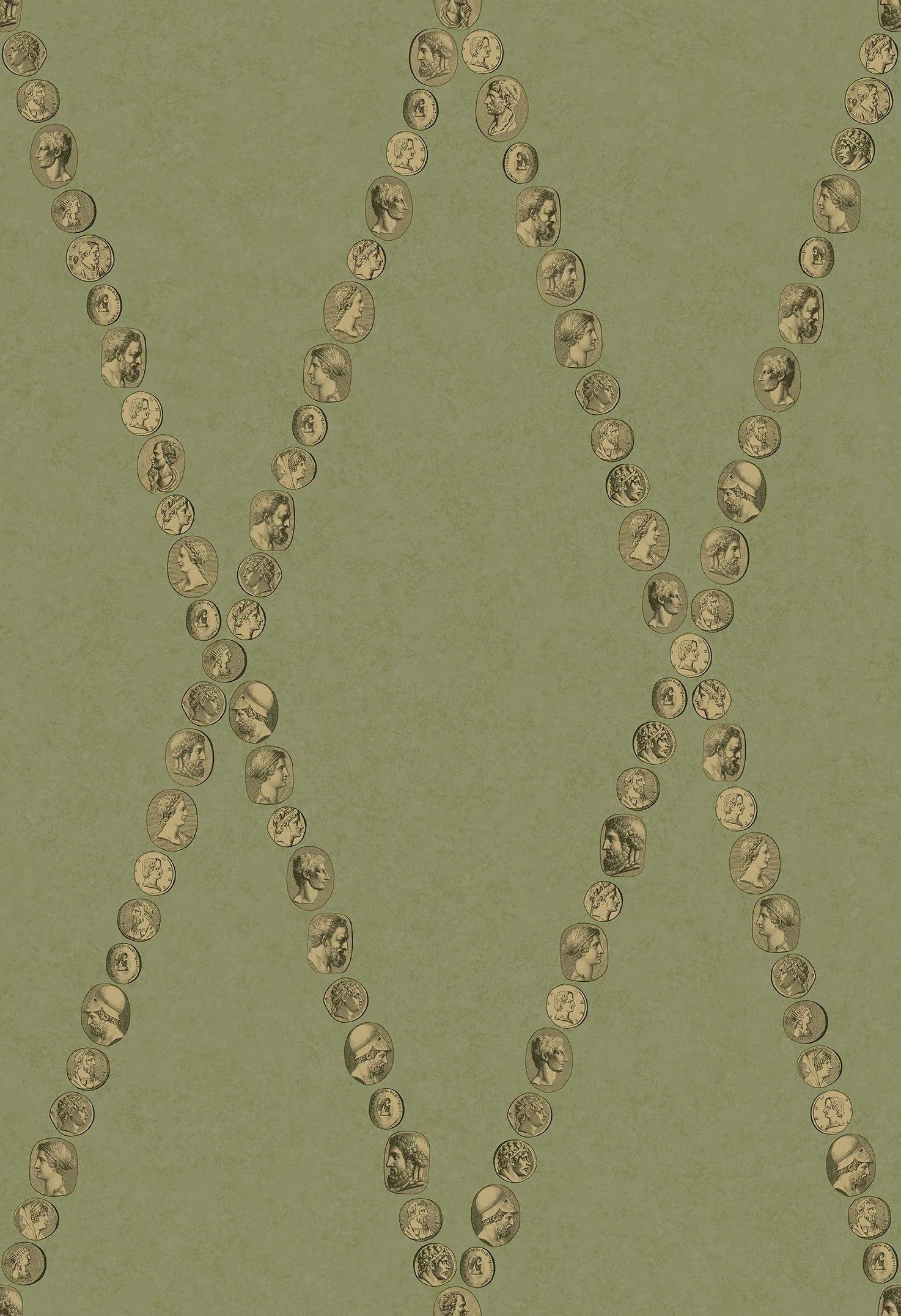 Cole & Son Fornasetti Senza Tempo II, Cammei, Antique Gold on Olive