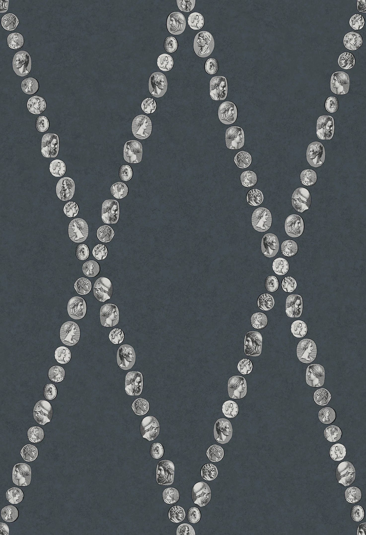 Cole & Son Fornasetti Senza Tempo II, Cammei, Silver on Ink
