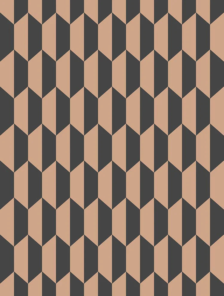 Cole & Son Icons Petite Tile, Charcoal & Metallic Bronze