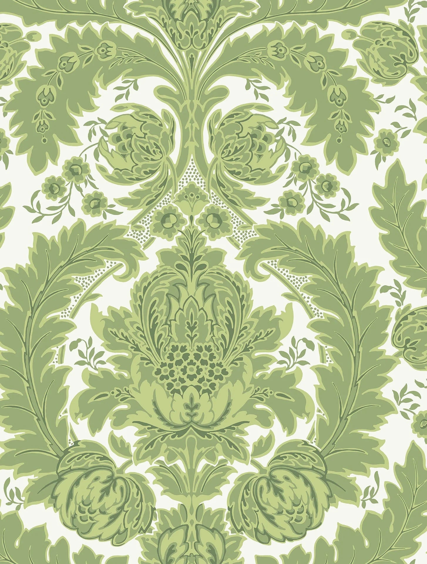 Cole & Son, Albemarie, Coleridge, Leaf Green on White