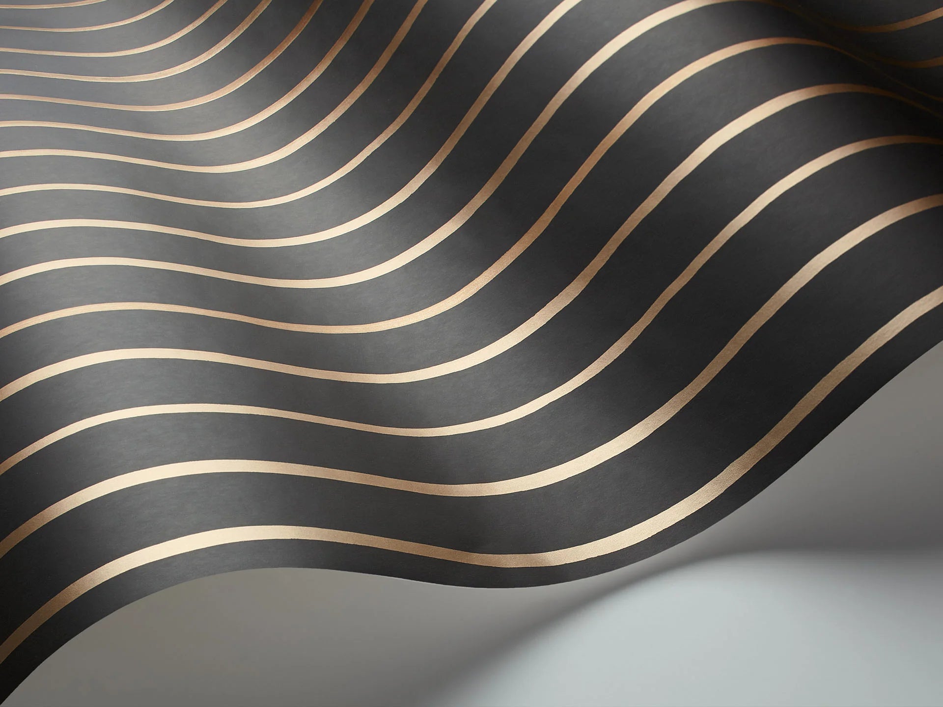 Cole & Son Marquee Stripes College Stripe, Charcoal & Metallic Gold