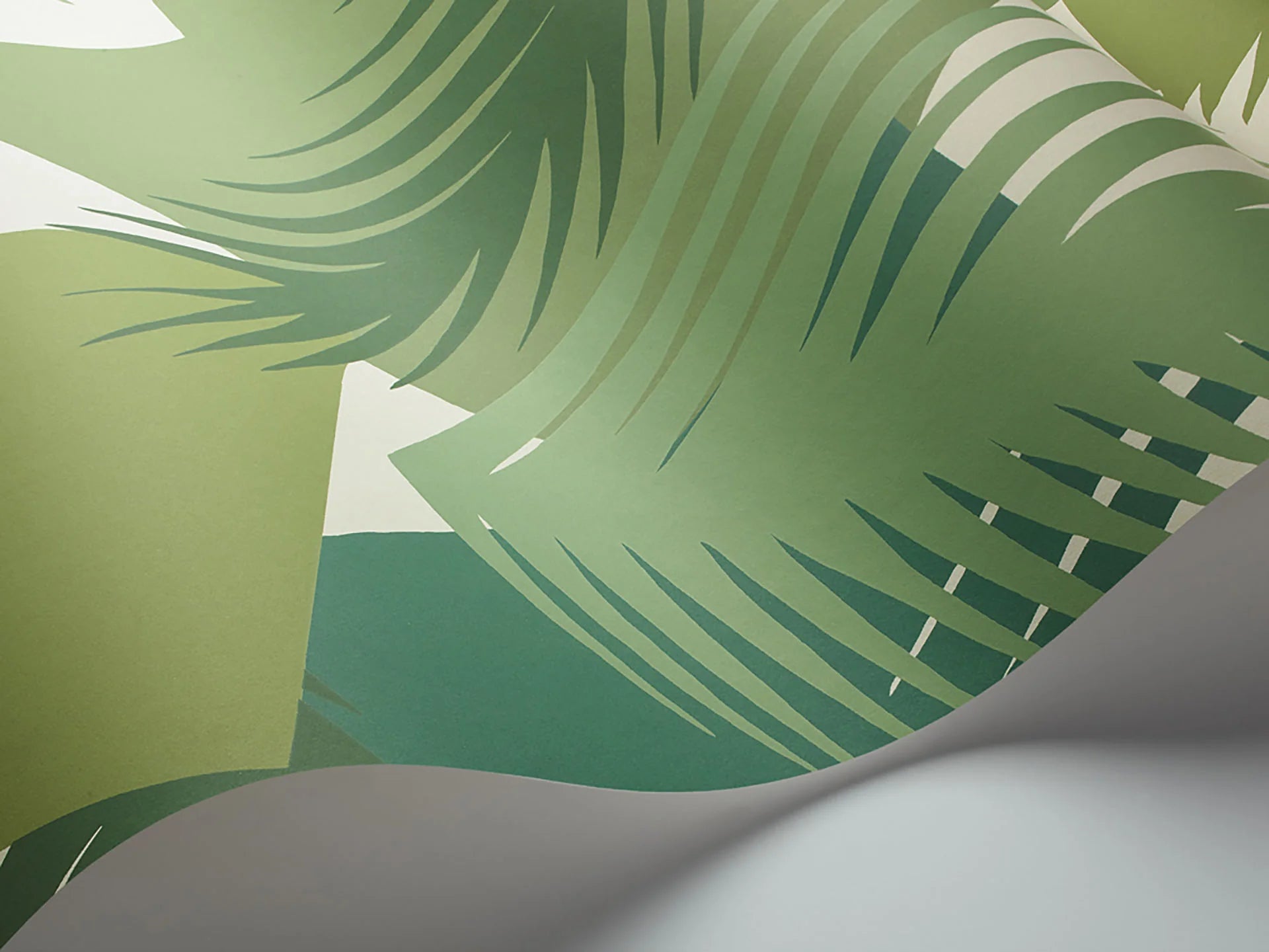 Cole & Son Geomatric II Deco Palm,Leaf Greens on Cream