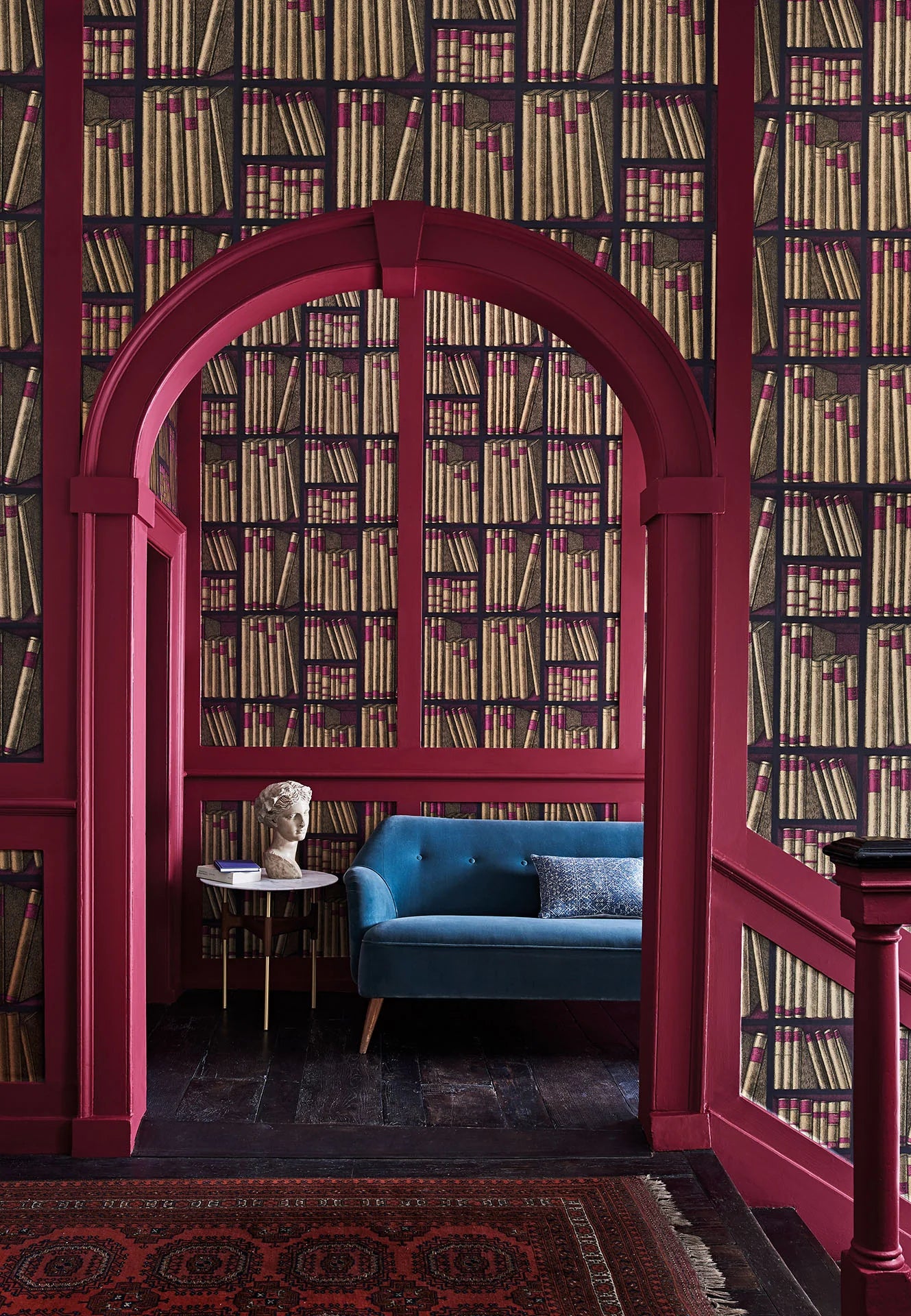 Cole & Son Fornasetti Ex Libris, Metallic Gold & Magenta