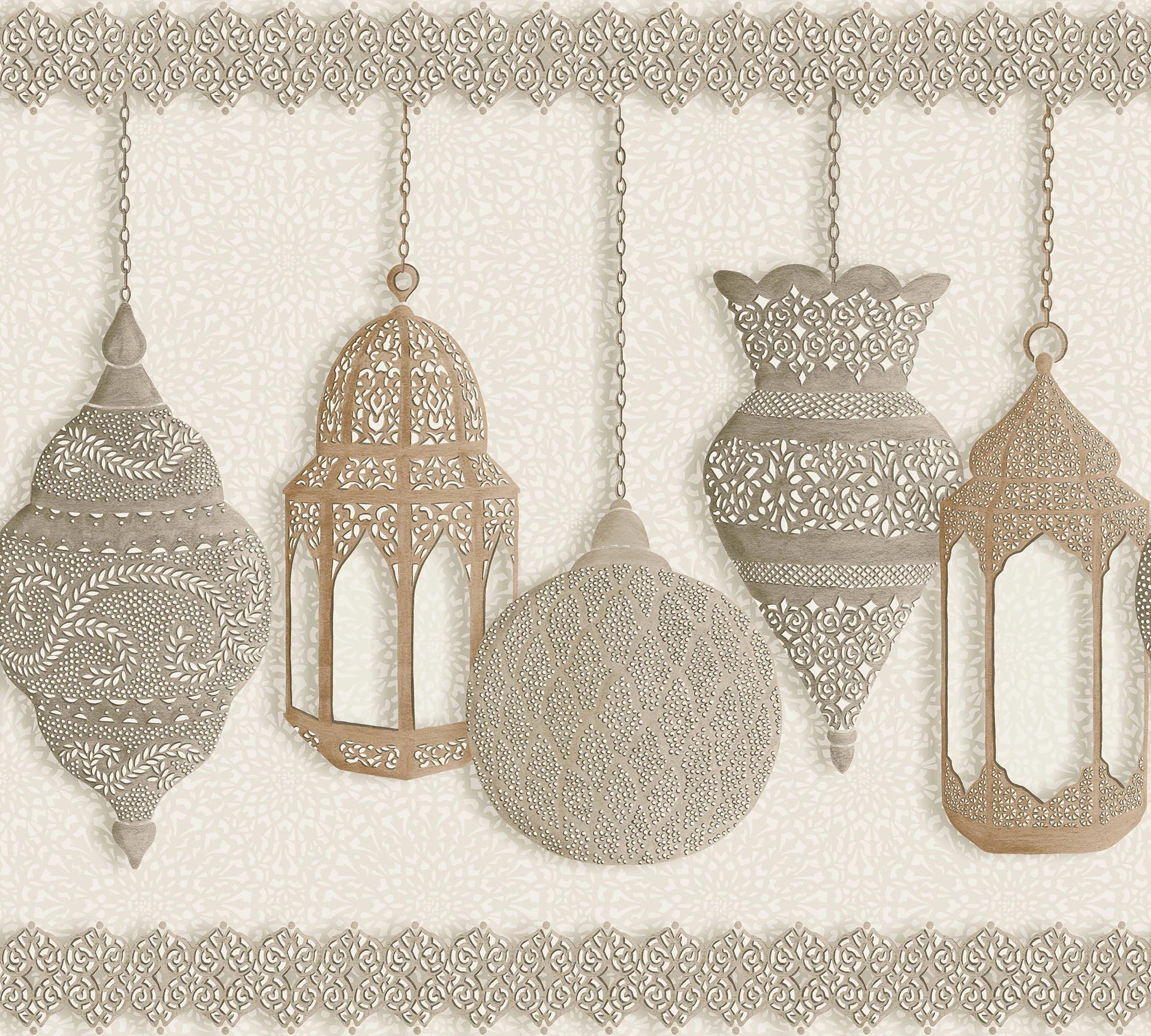 Cole & Son Martyn Lawrence Bullard,  Parchment , Fez Border, Metallic Gilver & Parchment