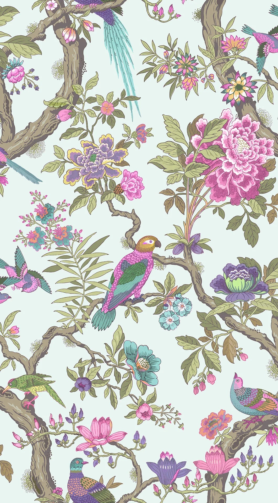 Cole & Son Folie Fontainebleau, Multi on Duck Egg