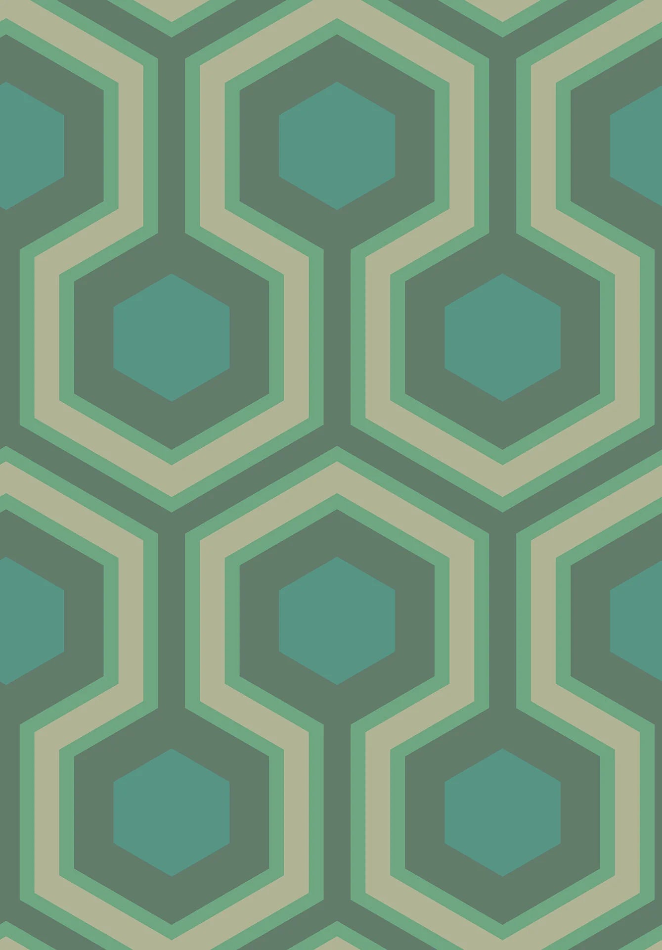 Cole & Son Contemporary Collection Hicks' Grand, Metallic Gilver & Teal on Dark Viridian