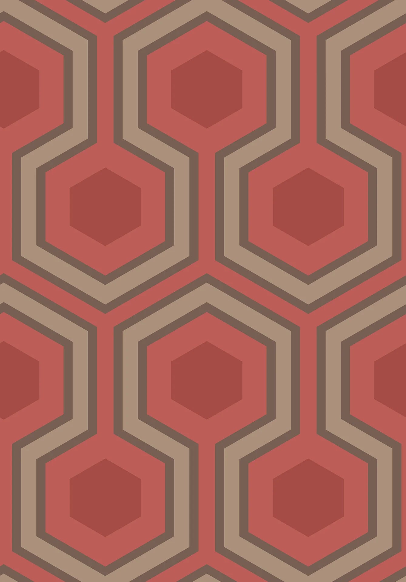 Cole & Son Contemporary Collection Hicks' Grand, Metallic Bronze & Red on Ruby