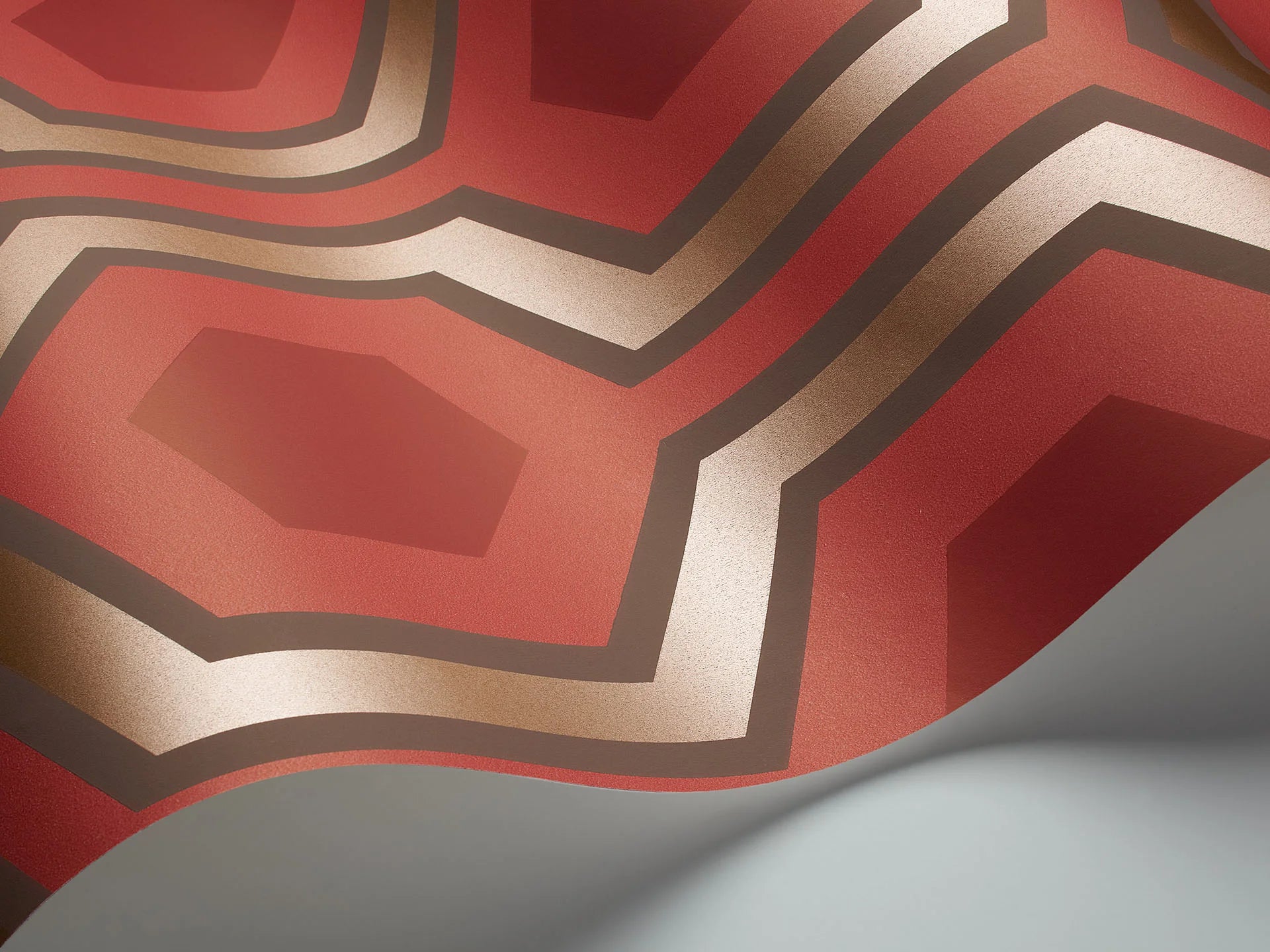 Cole & Son Contemporary Collection Hicks' Grand, Metallic Bronze & Red on Ruby