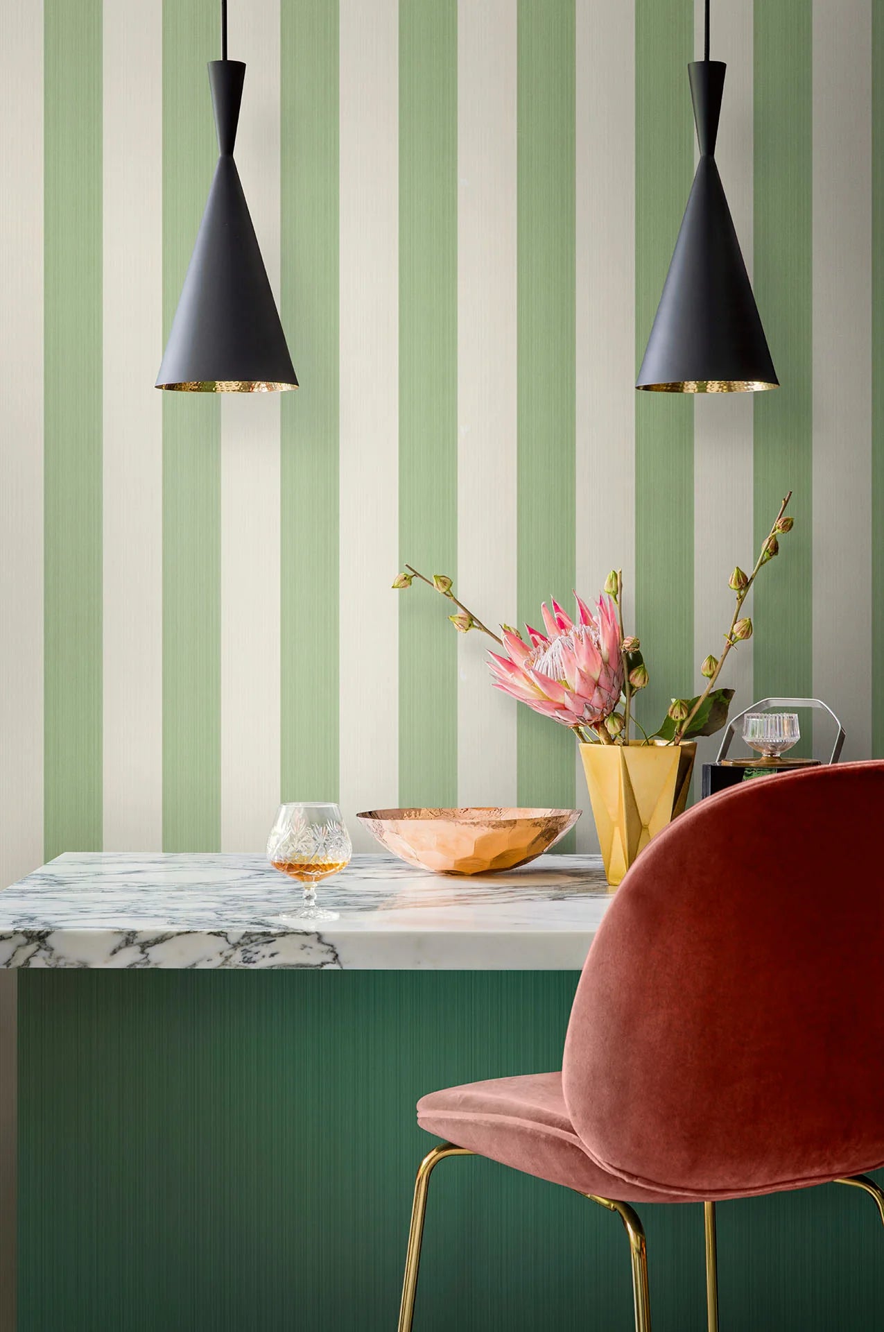 Cole & Son Marquee Stripes Jaspe Stripe, Leaf Green