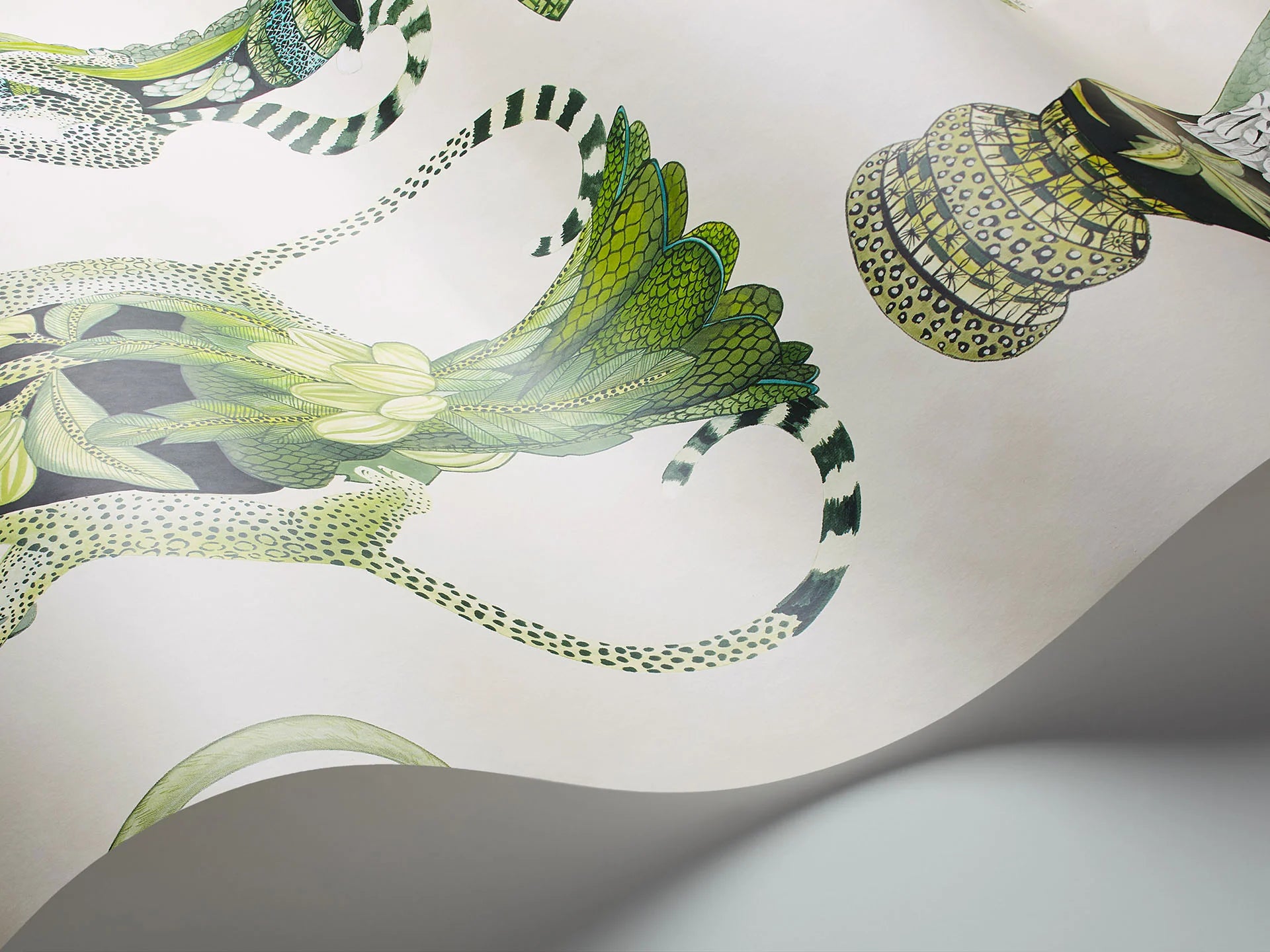Cole & Son Ardmore Khulu Vases, Multi Greens on Pale Cream