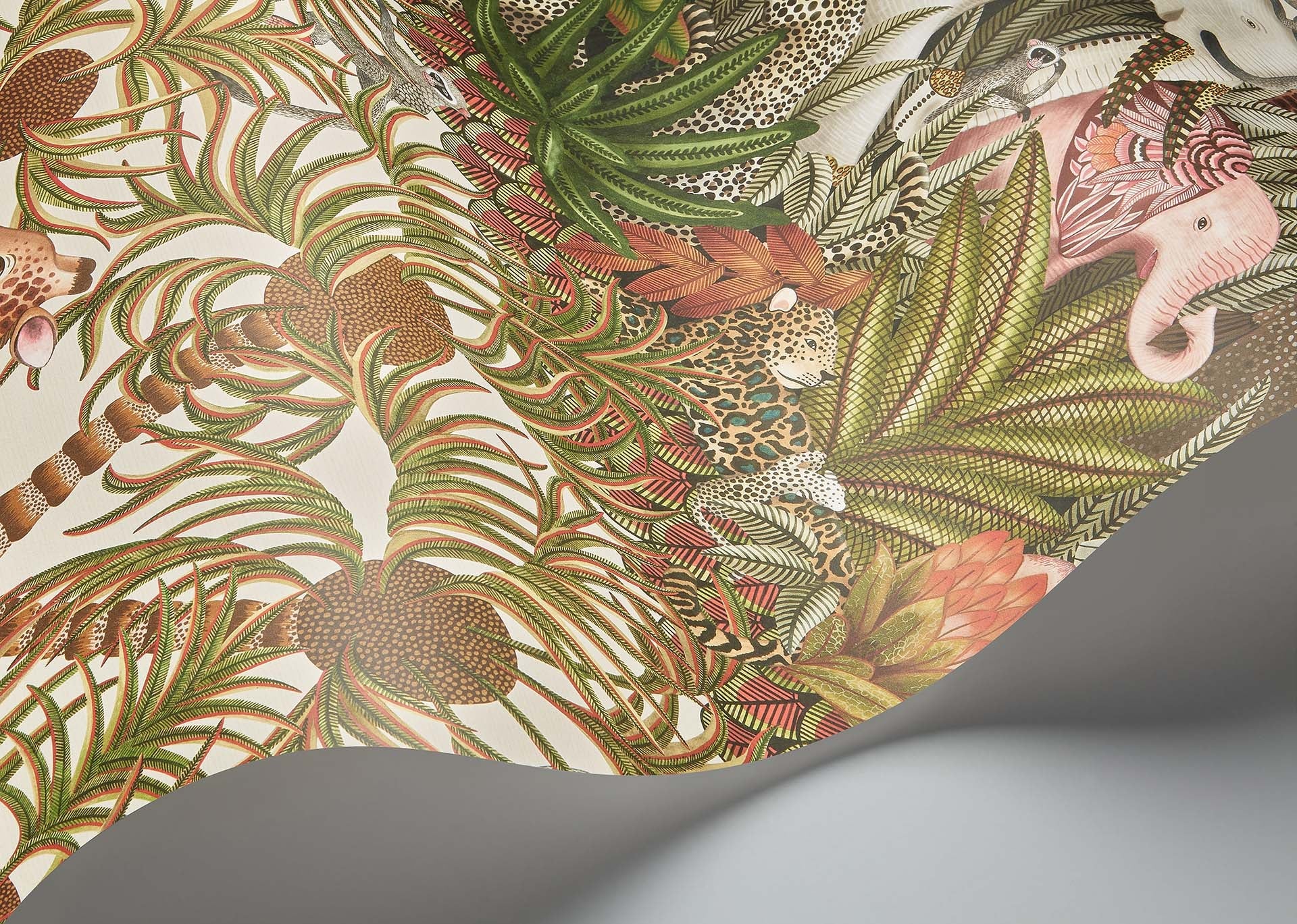 Cole & Son Jabula Letaba March, Spring Green & Ginger on Cream