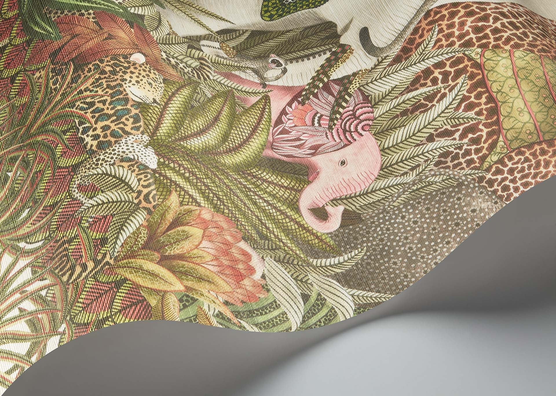 Cole & Son Ardmore Jabula . Letaba March Grasscloth, Spring Green & Ginger on Cream