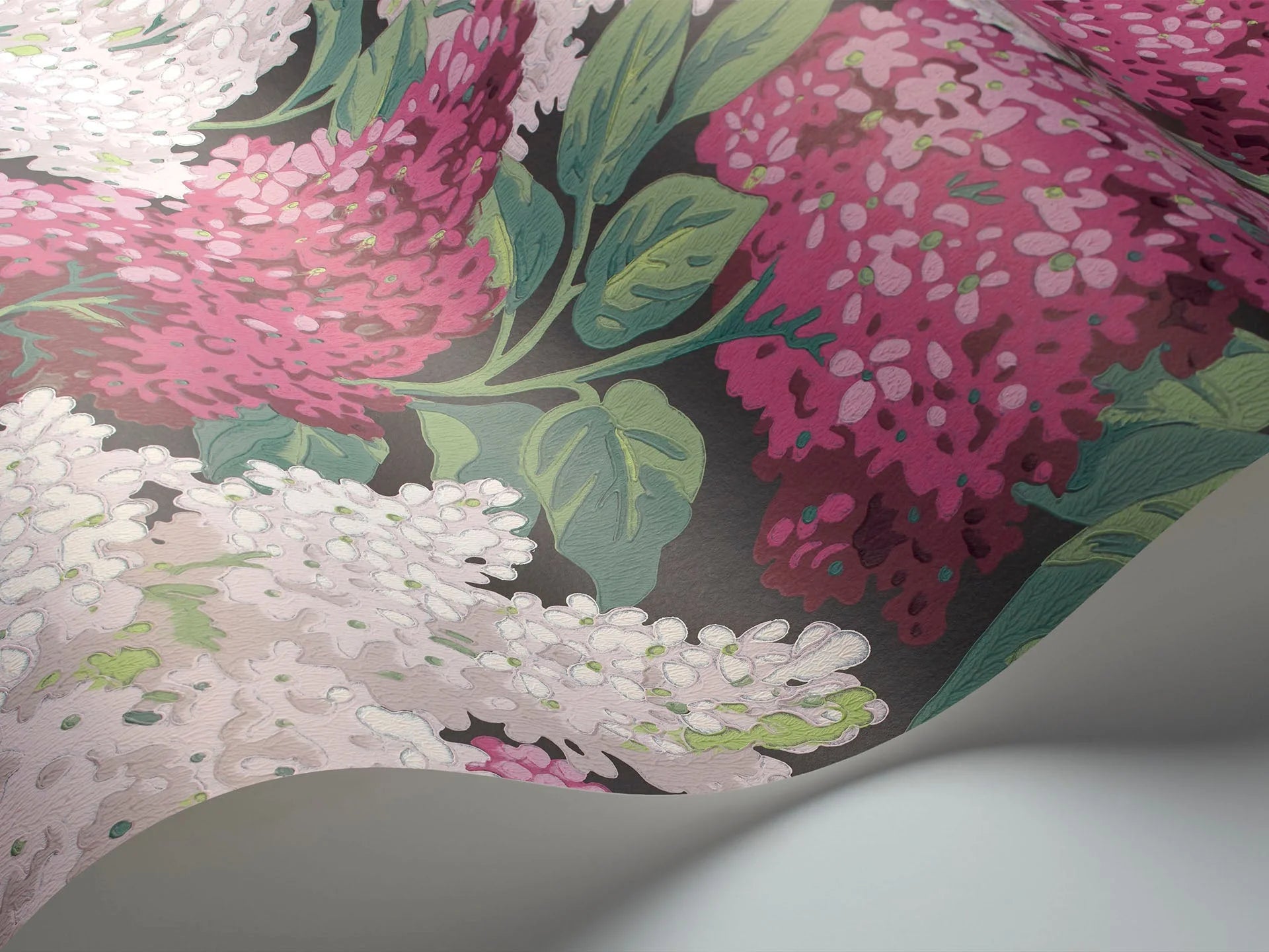 Cole & Son Botanical - Botanica, Lilac, Magenta & Blush on Charcoal
