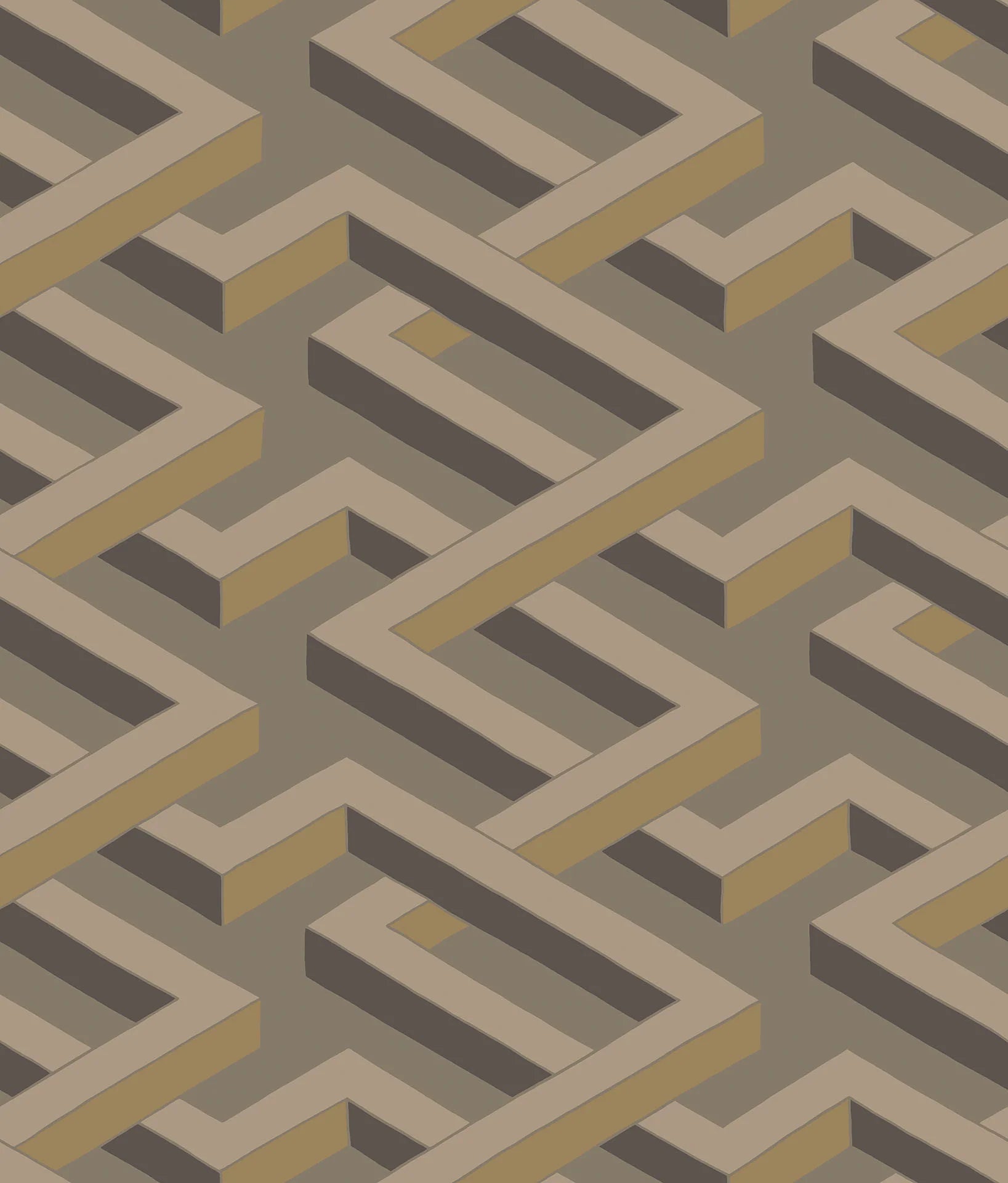 Cole & Son Geometric II Luxor, Metallic Bronze on Dark Taupe