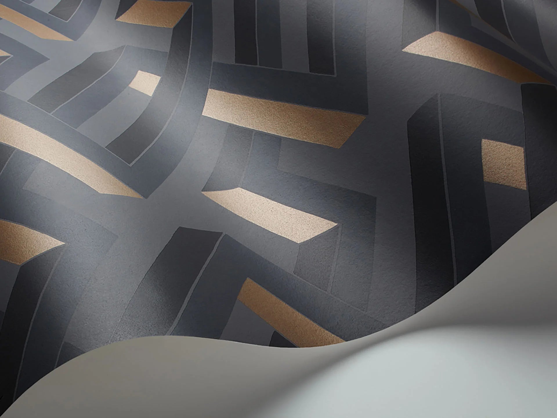 Cole & Son Geometric II Luxor, Metallic Bronze on Slate Grey