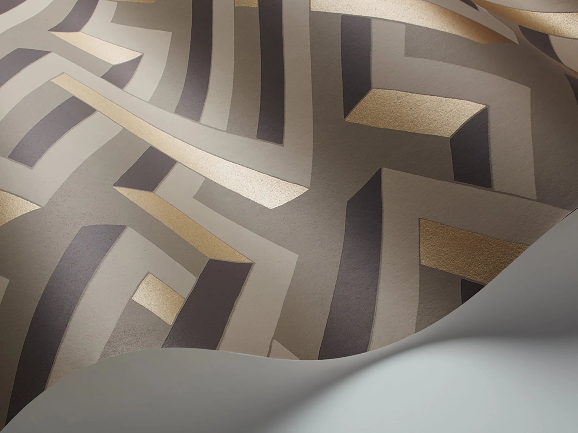 Cole & Son Geometric II Luxor, Metallic Bronze on Dark Taupe
