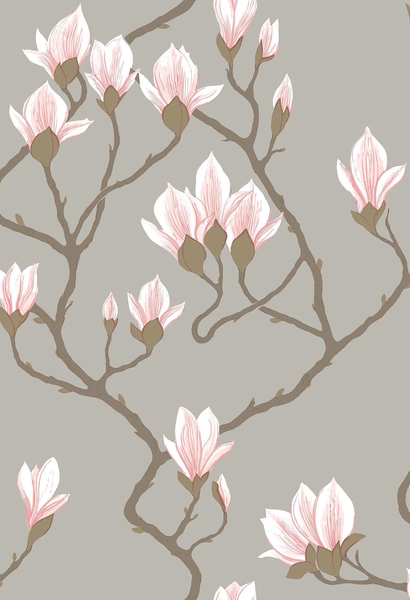 Cole & Son Contemporary Collection, Magnolia, Alabaster on Metallic Silver