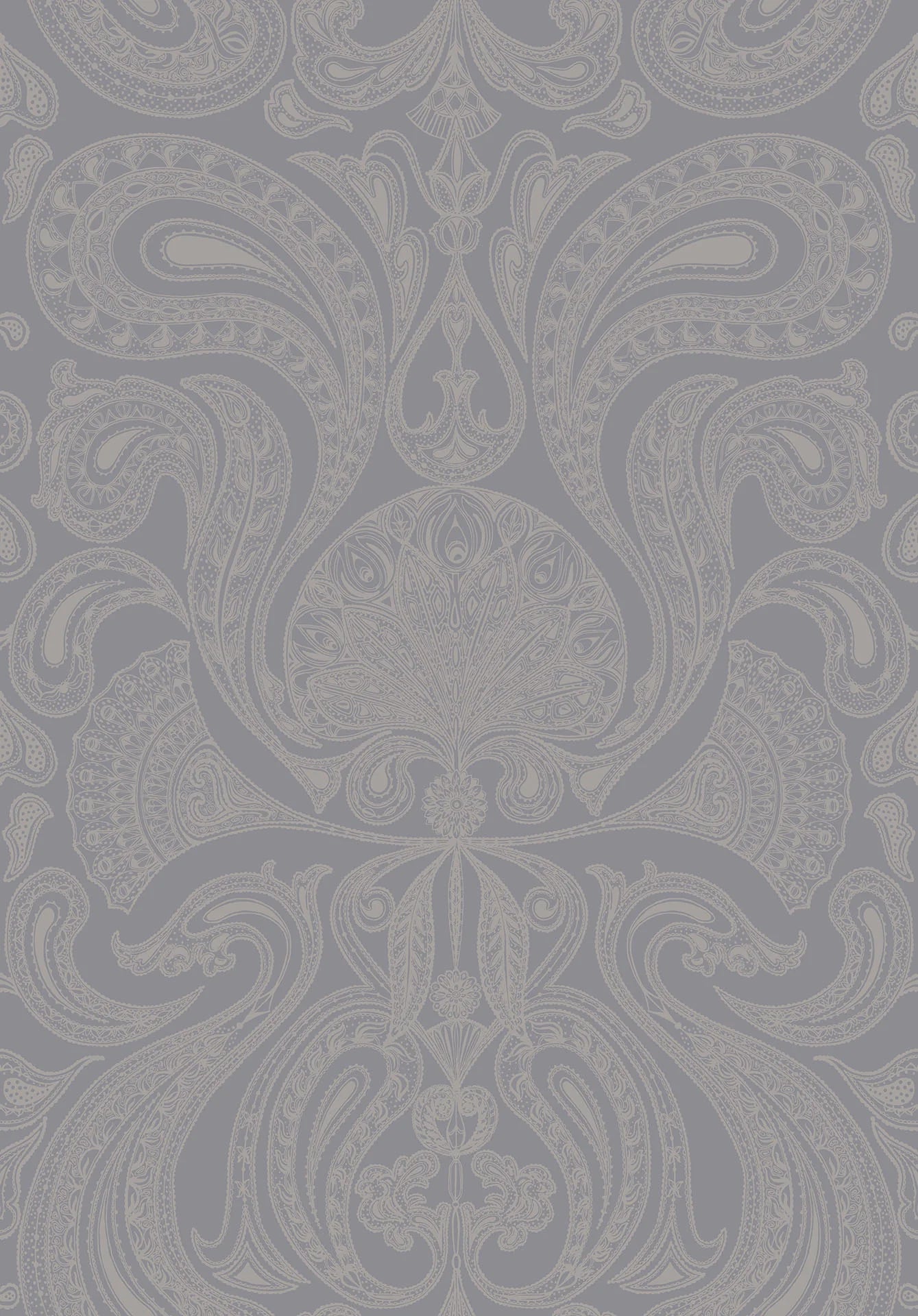Cole & Son Contemporary Collection,  Malabar, Metallic Silver on Lilac Grey