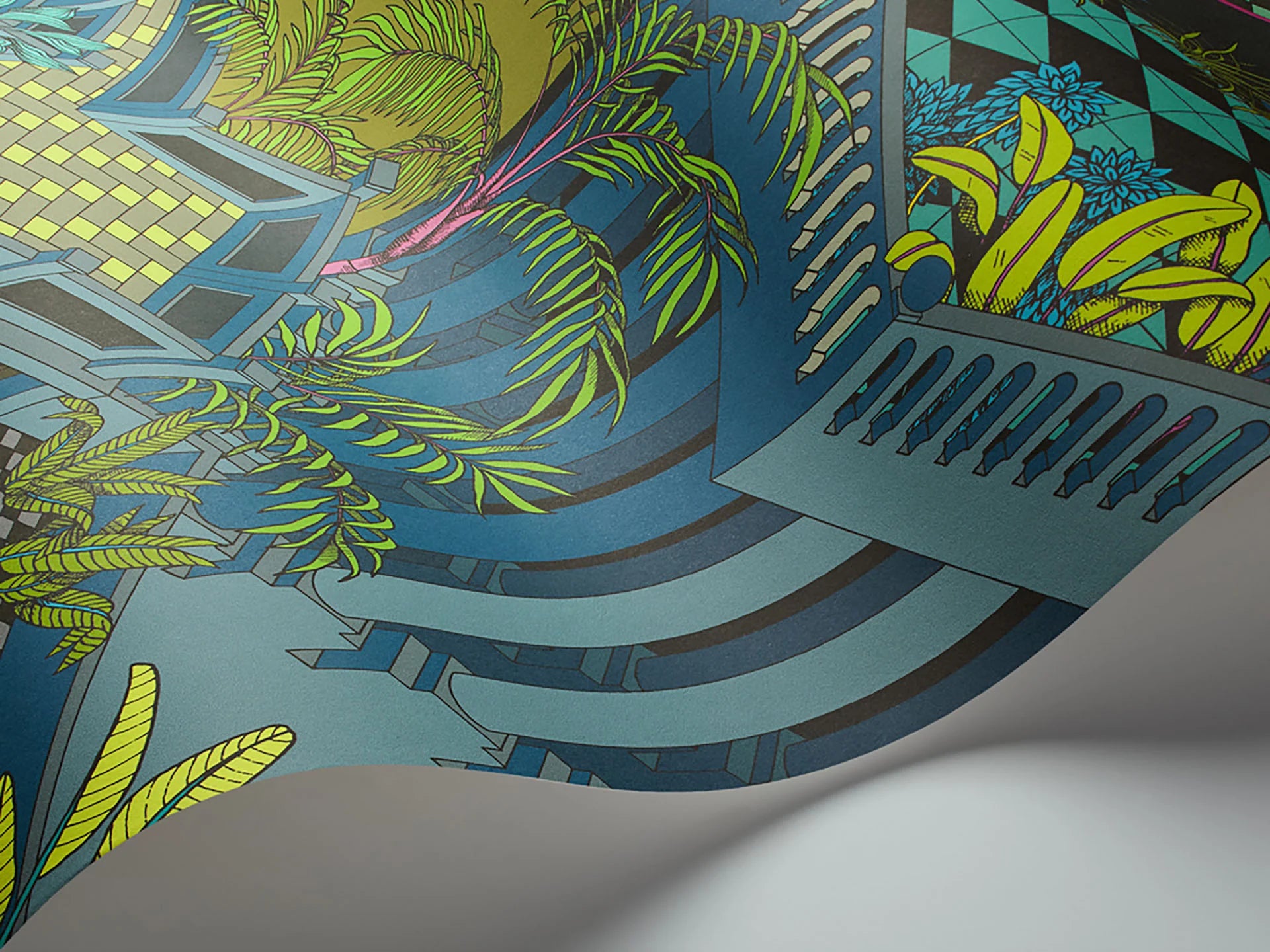Cole & Son Contemporary Collection Miami, Petrol Multi
