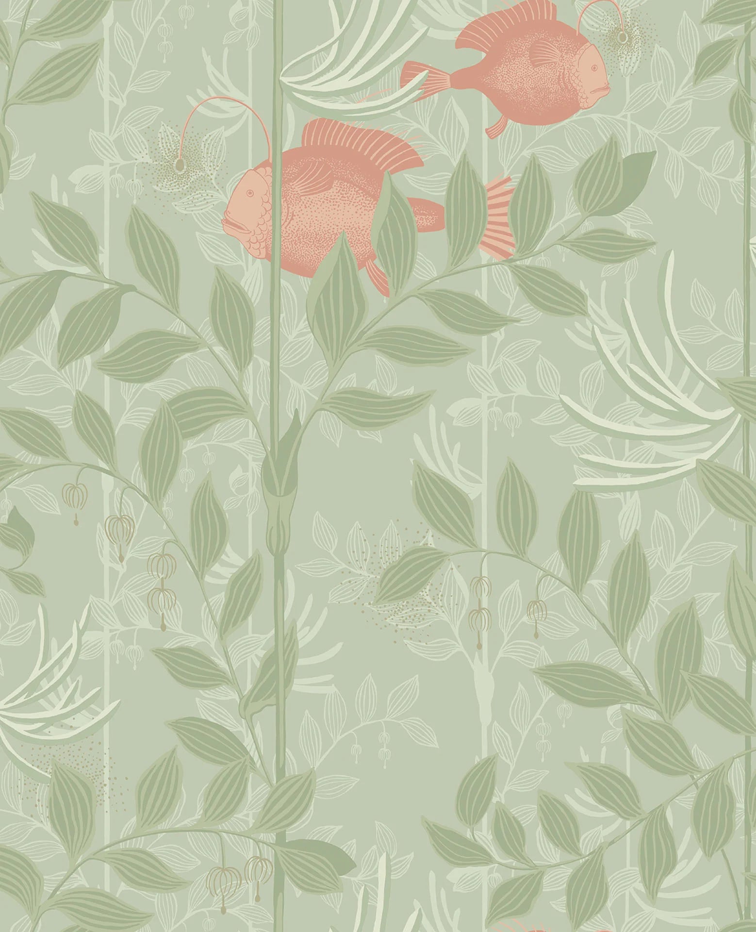 Cole & Son Whimsical Nautilus, Coral and Soft Olive
