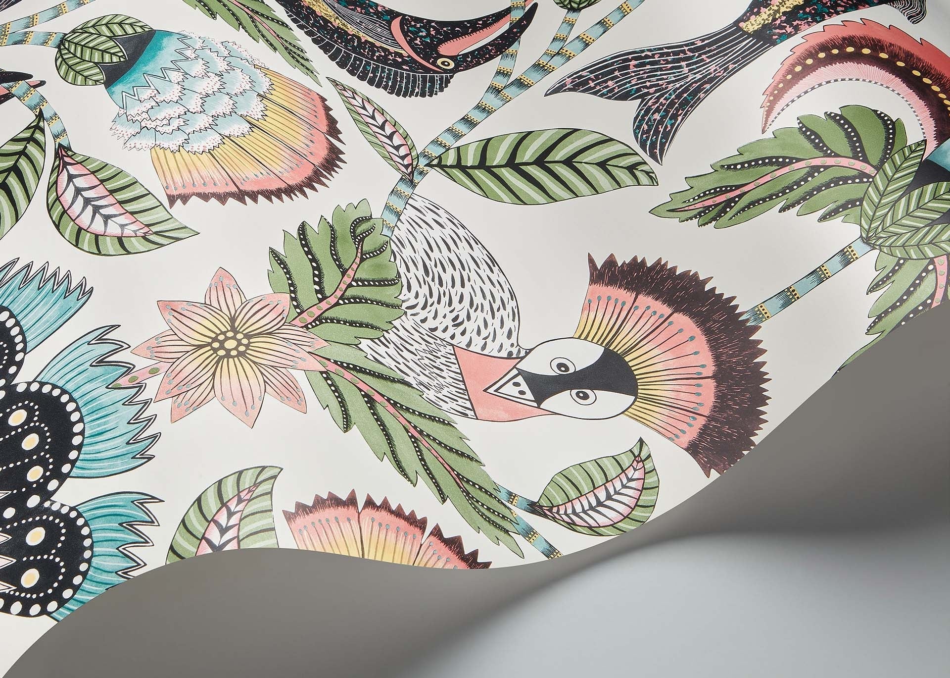 Cole & Son Ardmore Jabula . Nene  Coral, Sage & Teal on Parchment