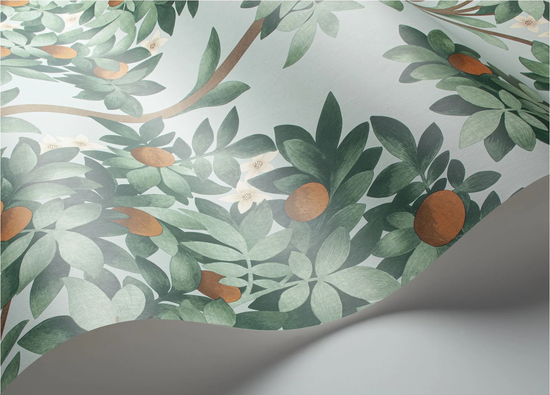 Cole & Son Seville Orange Blossom, Burnt Orange & Mint on Seafoam