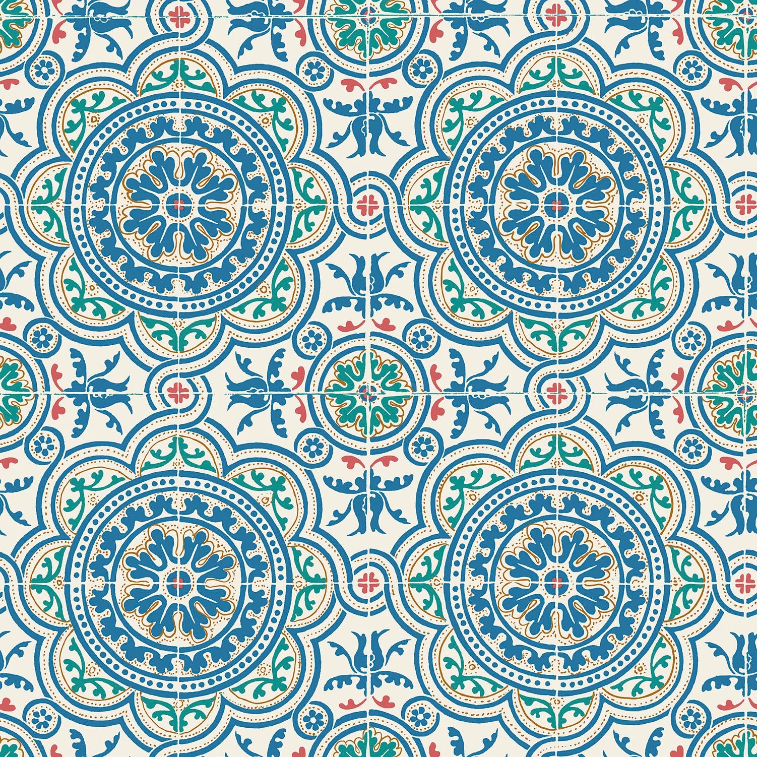 Cole & Son Seville Piccadilly, Denim & Rouge on Chalk