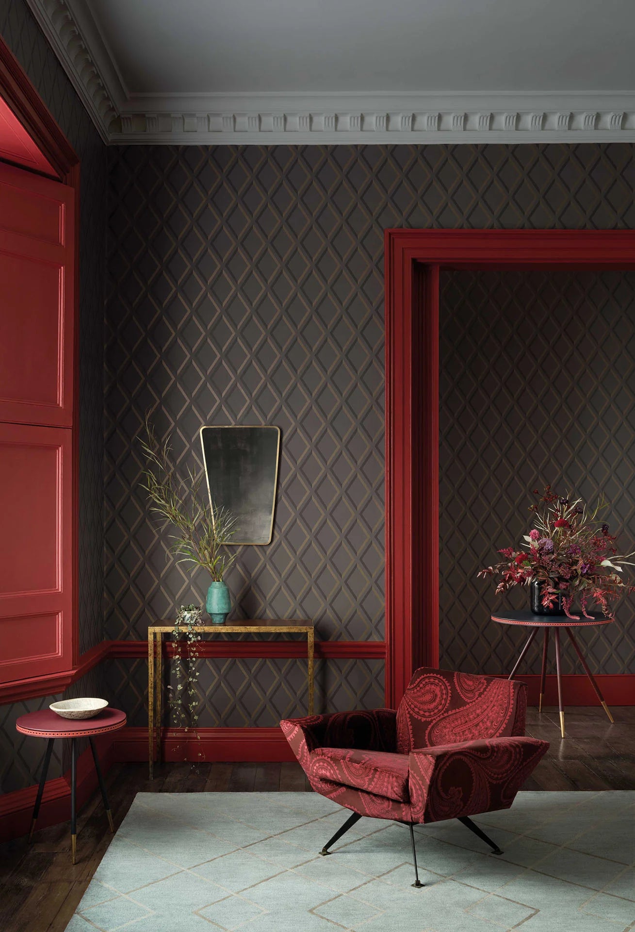 Cole & Son Contemporary Collection, Pompeian, Dark Pewter & Bronze on Soot