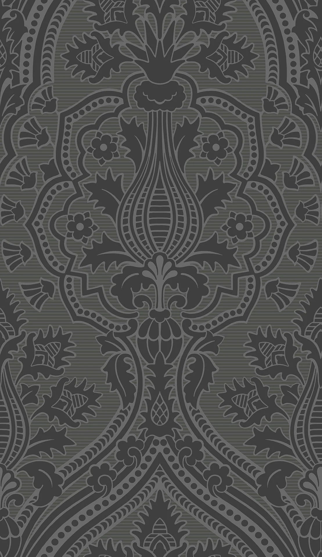 Cole & Son The Pearwood Collection.  Pugin Palace Flock,  Charcoal