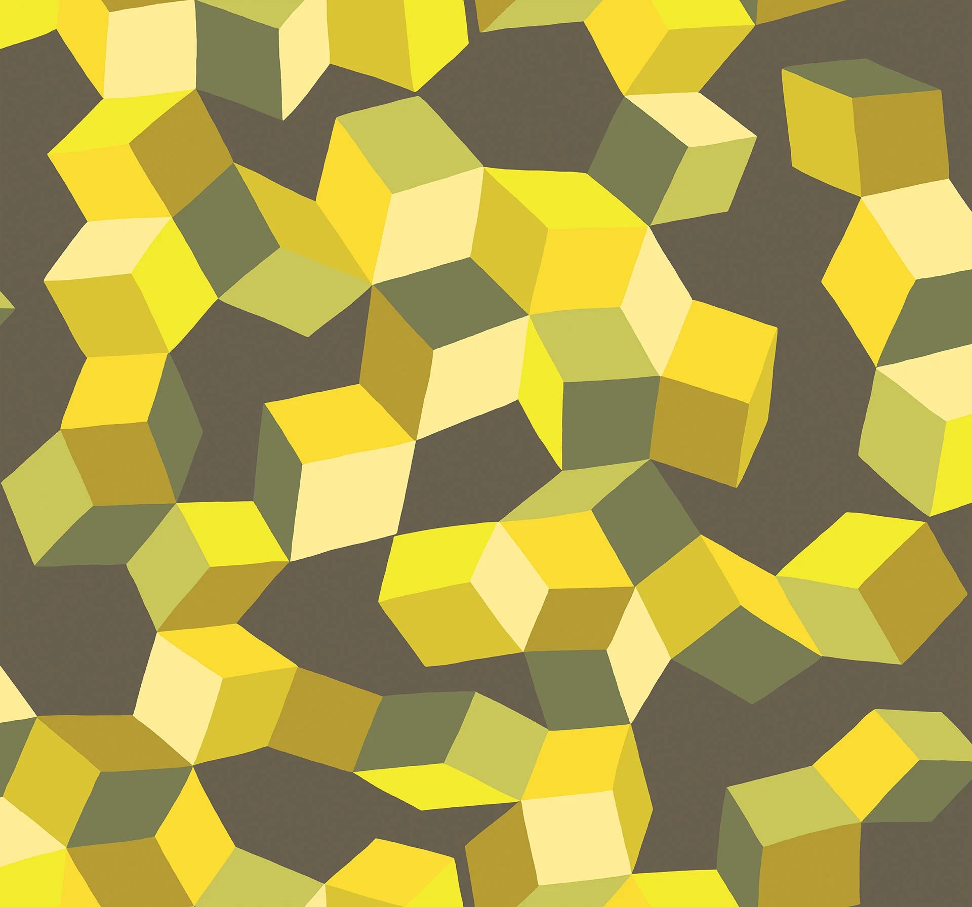 Cole & Son , Geometric II Puzzel Chartreuse on Charcoal