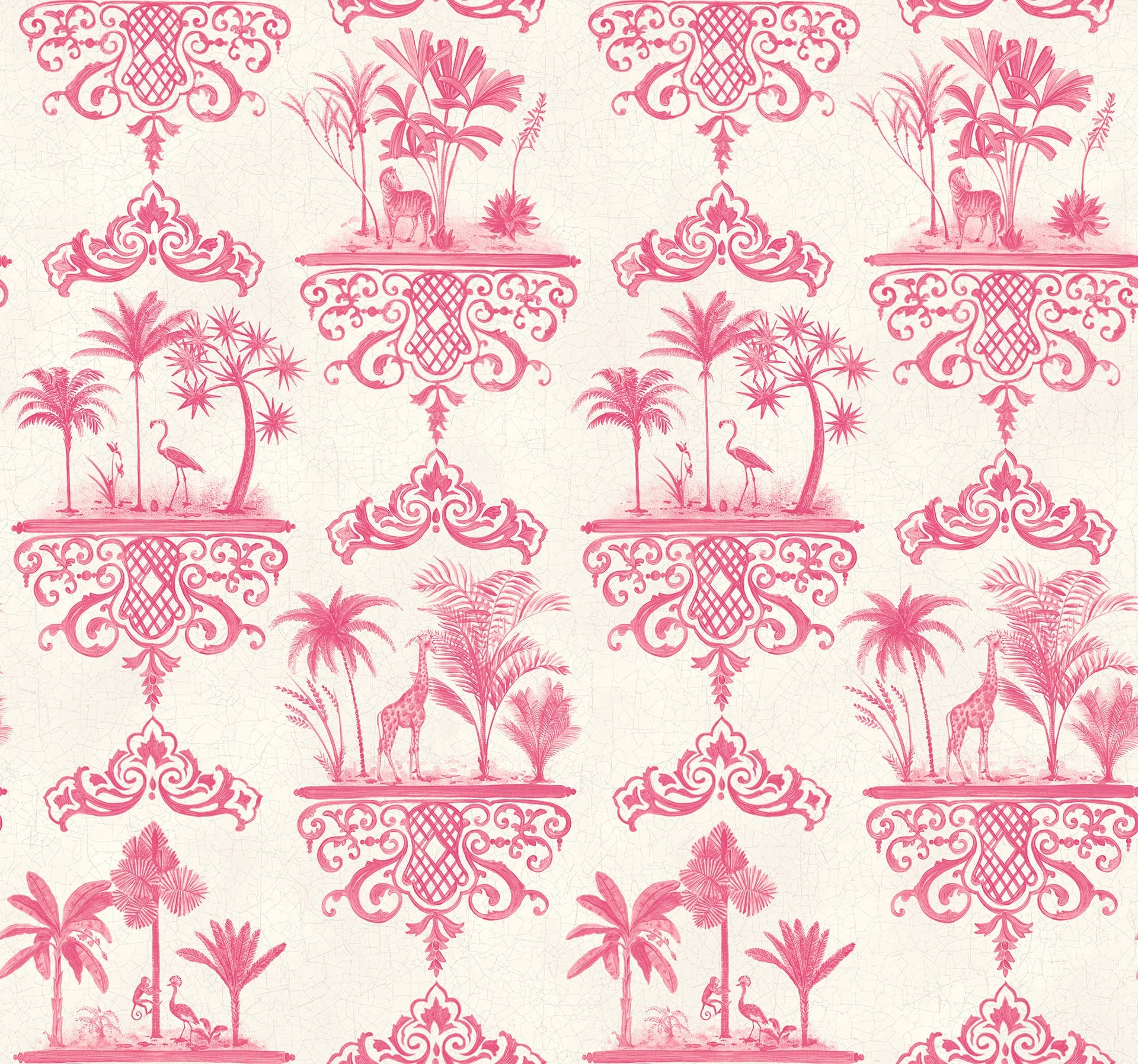 Cole & Son Folie Rousseau, Fuchsia on White