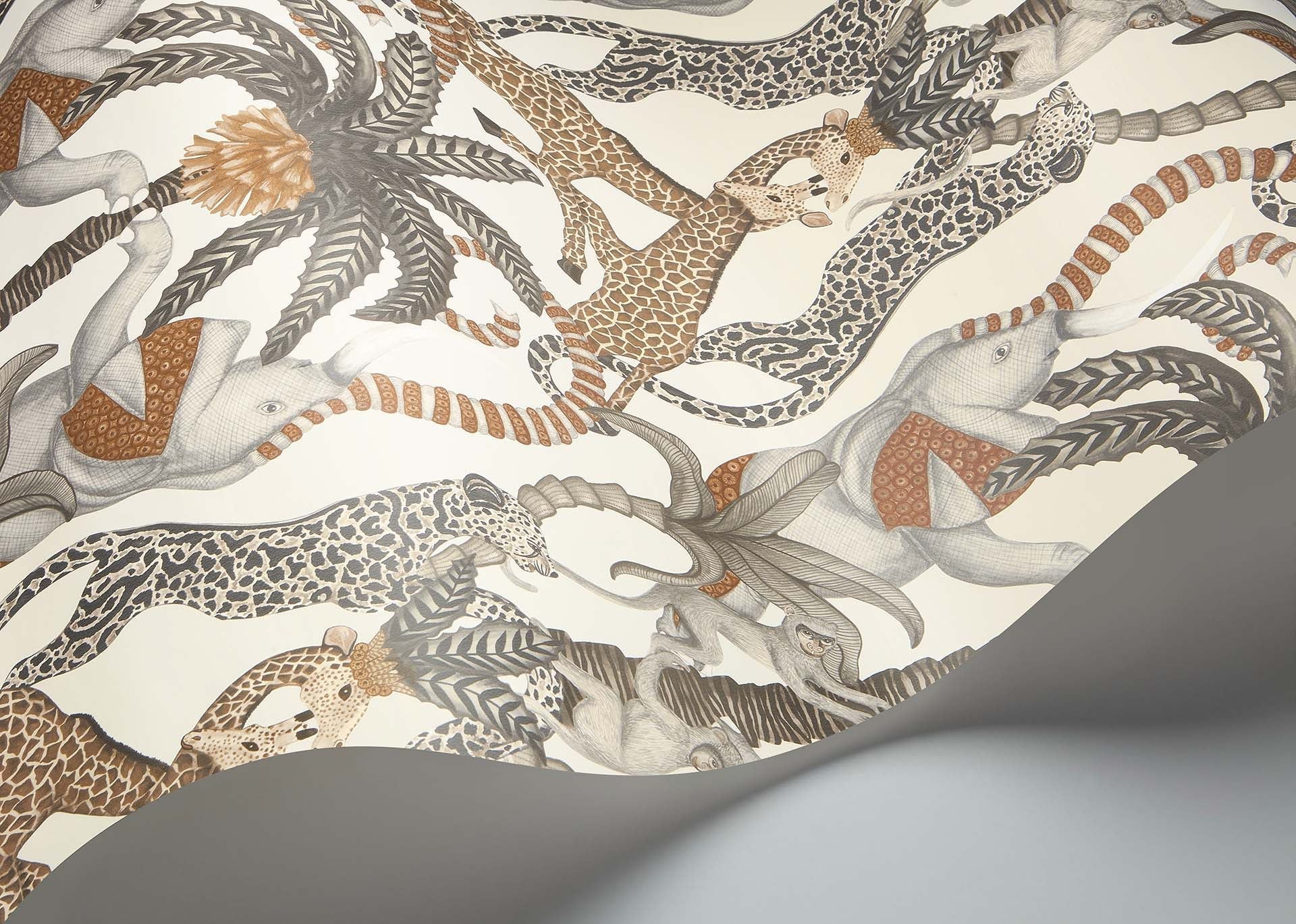 Cole & Son Ardmore Jabula . Safari Totem ,  Ginger & Taupe on Parchment